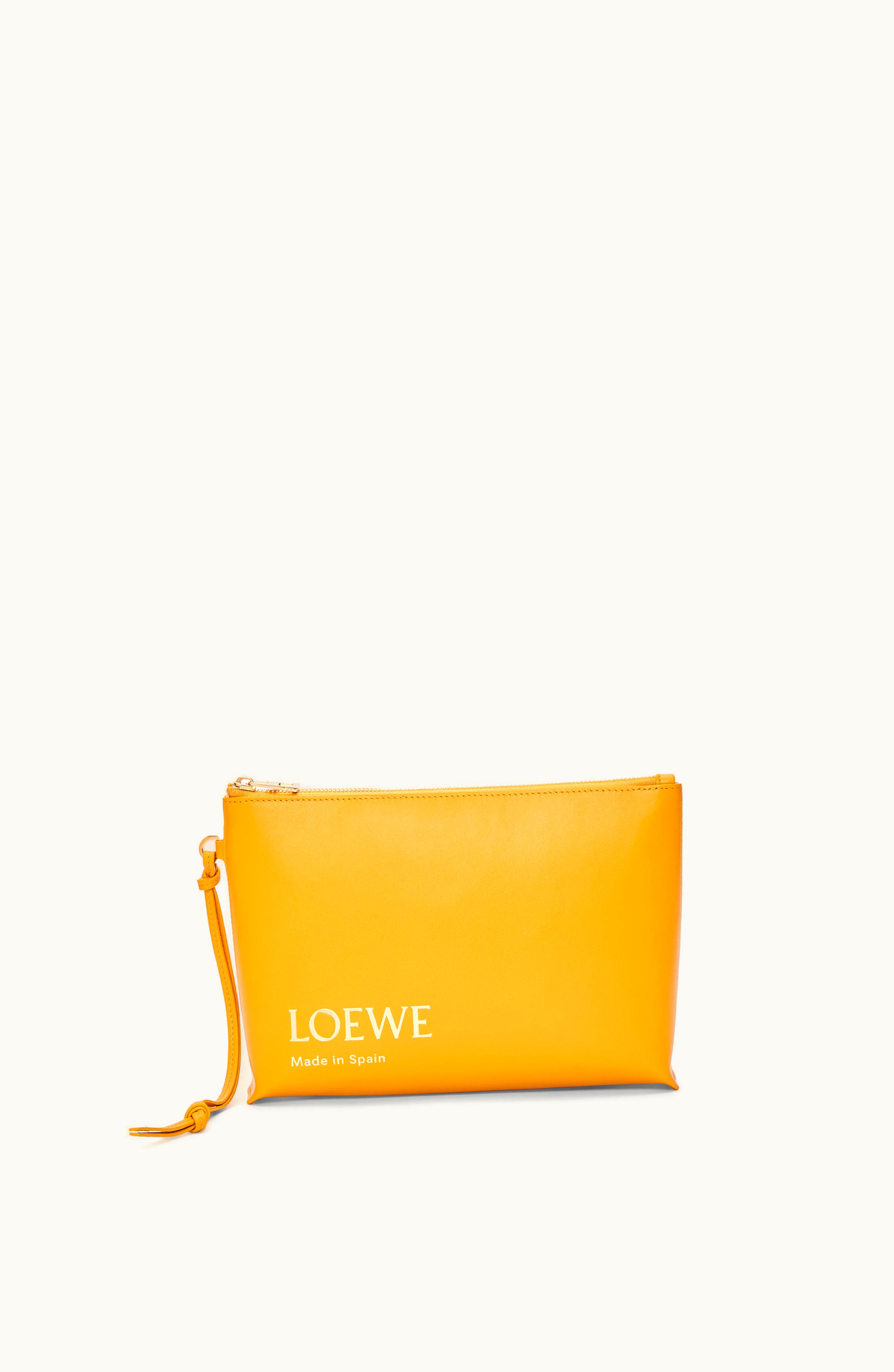 Loewe Embossed Loewe T Pouch In Shiny Nappa Calfskin Sunflower