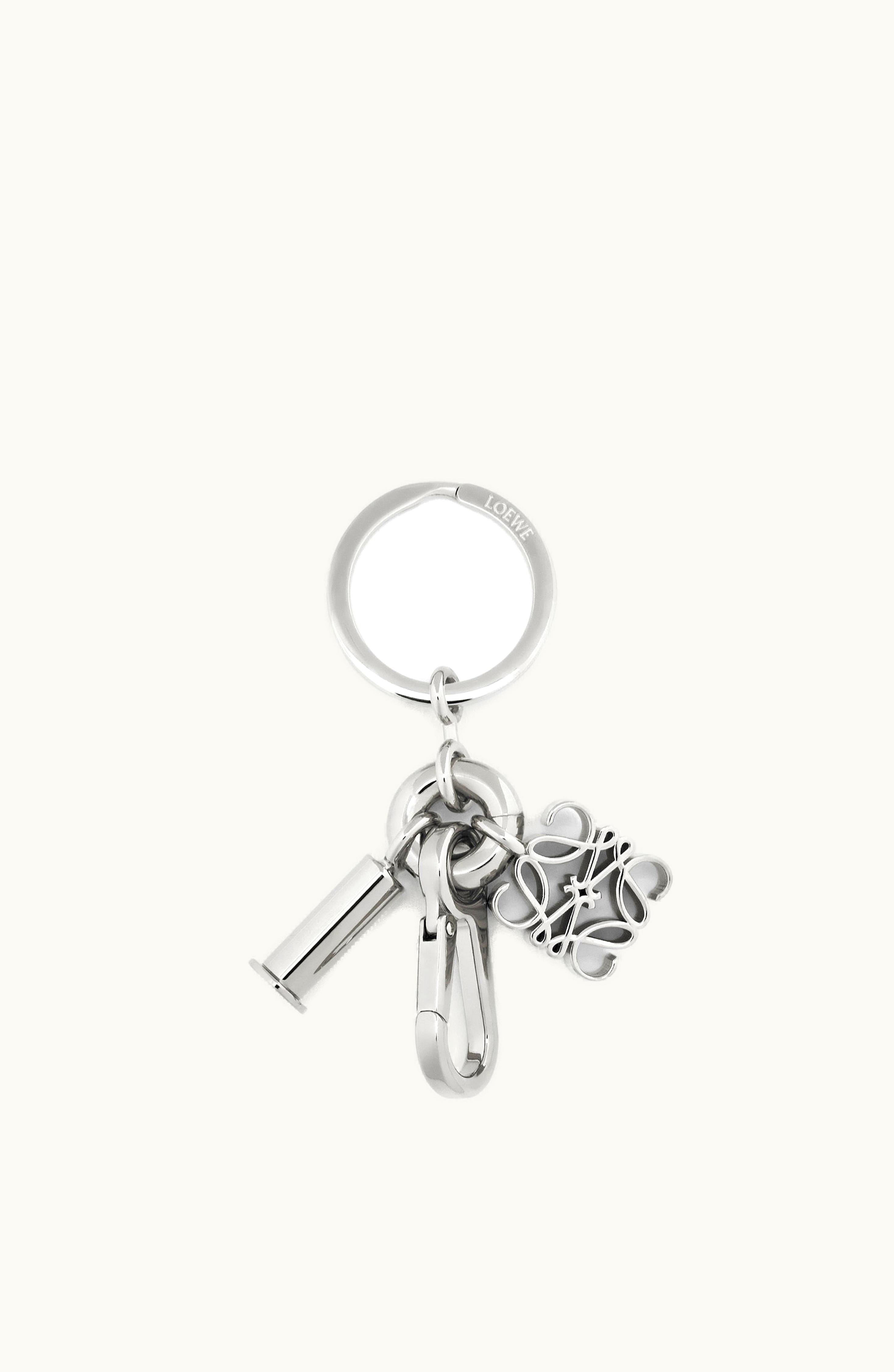 Loewe Loewe Anagram Keyring In Brass Silver