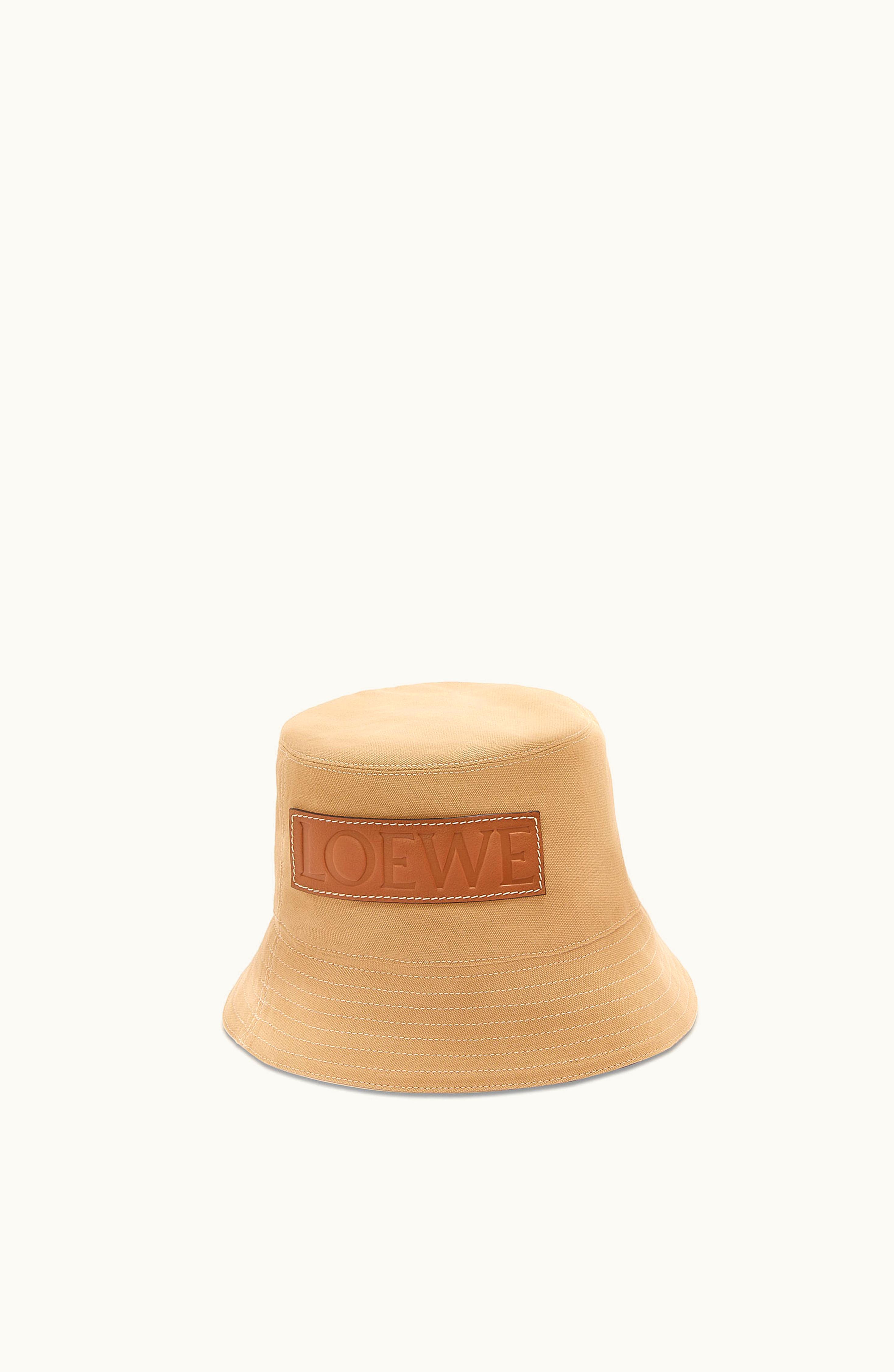 Loewe Loewe Bucket Hat In Canvas And Calfskin Sand / Tan