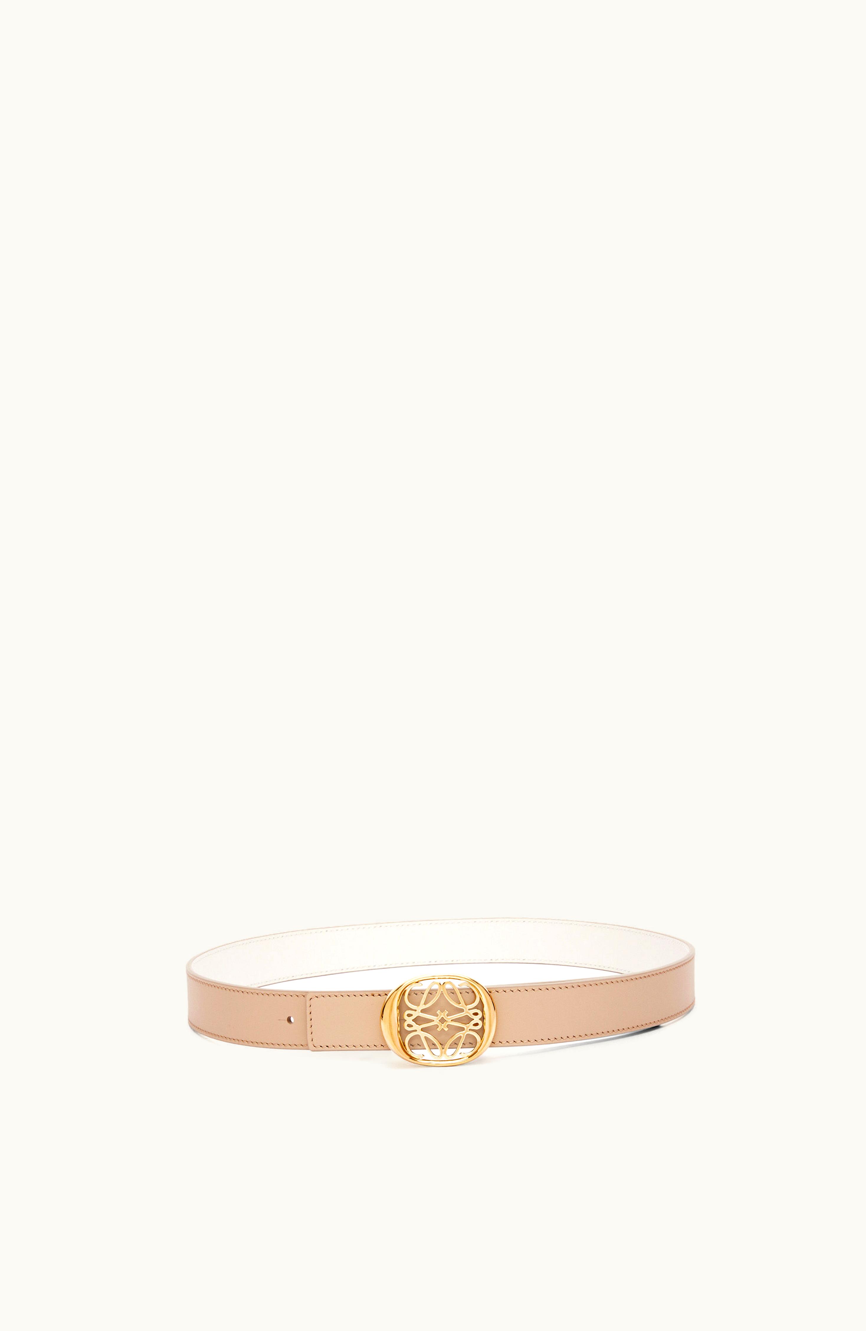 Loewe Loewe Anagram Ellipse Calfskin Belt Soft White