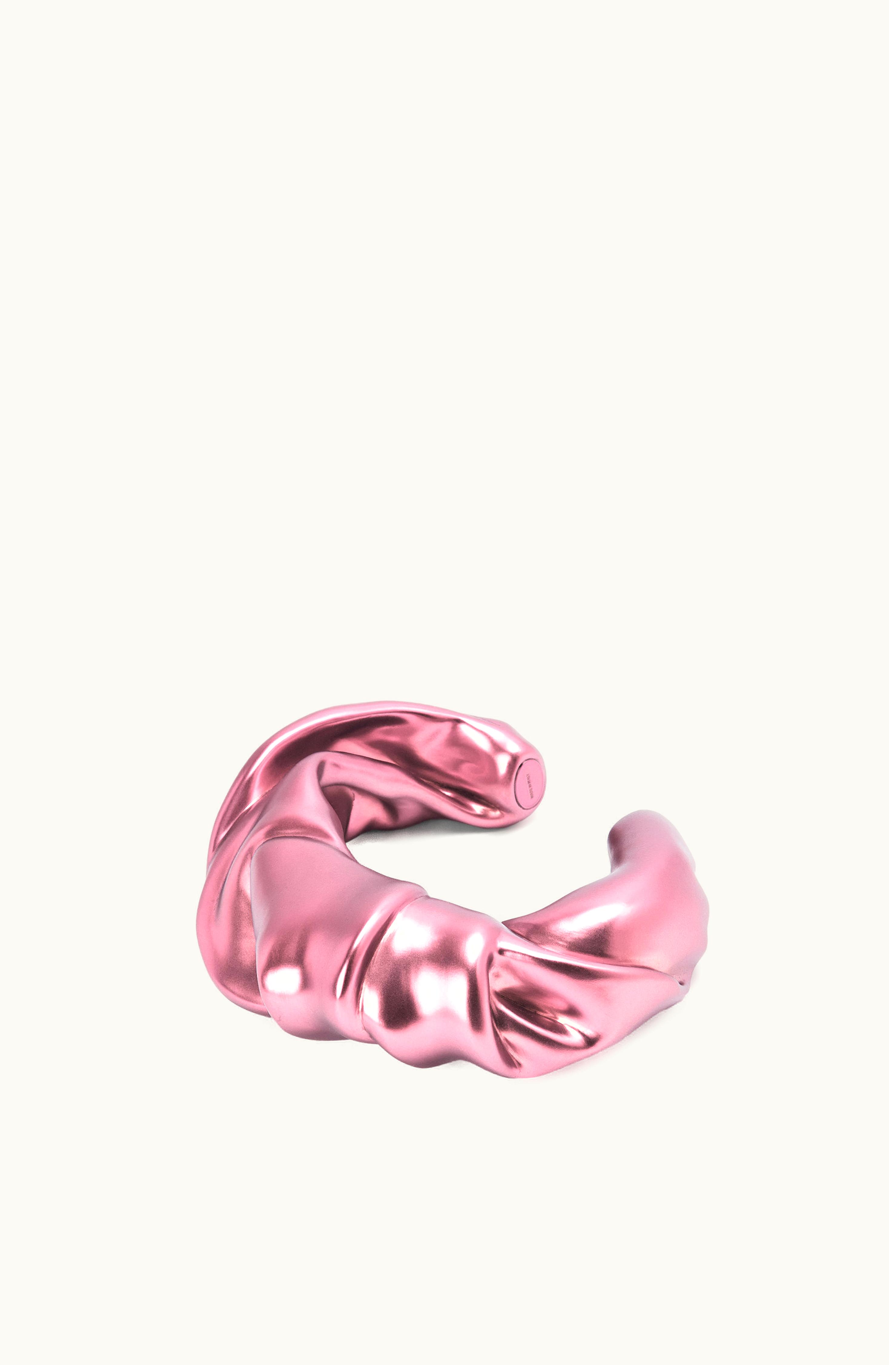 Loewe Loewe Large Nappa Twist Cuff In Sterling Silver Light Pink