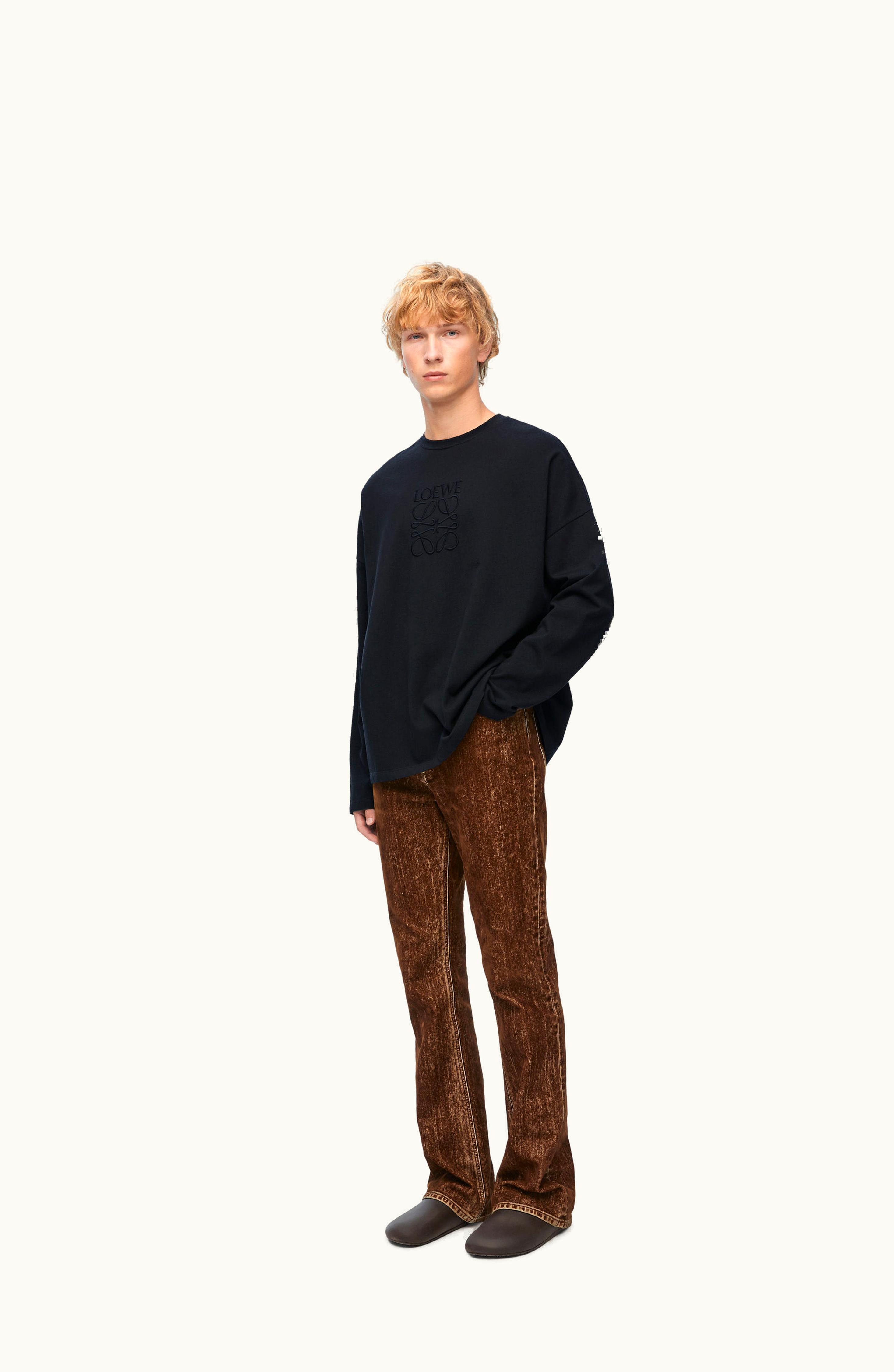 Loewe Loewe Loose Fit Long Sleeve T-shirt In Cotton Black