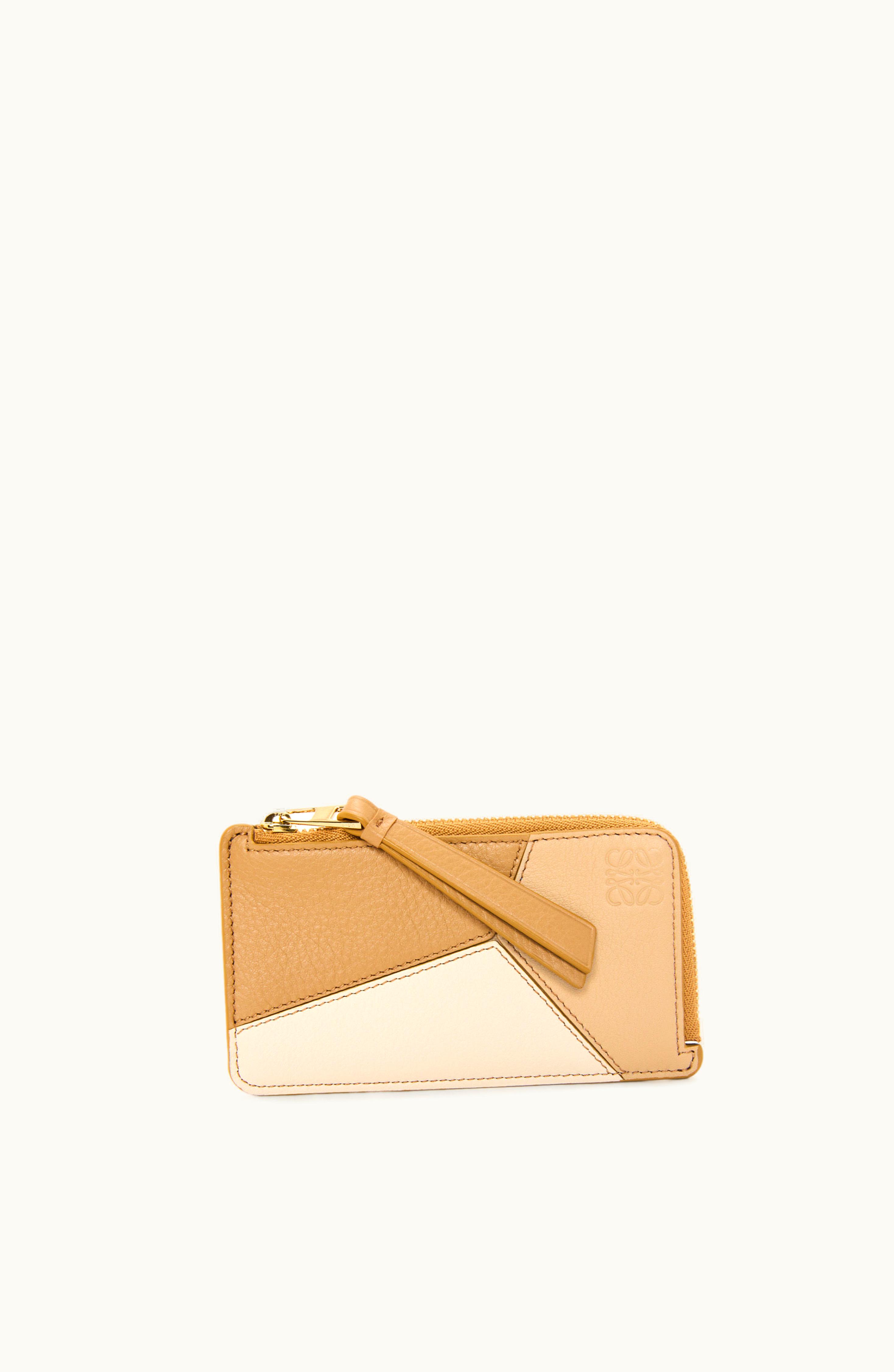 Loewe Loewe Puzzle Coin Cardholder In Classic Calfskin Angora / Dusty Beige / Gold