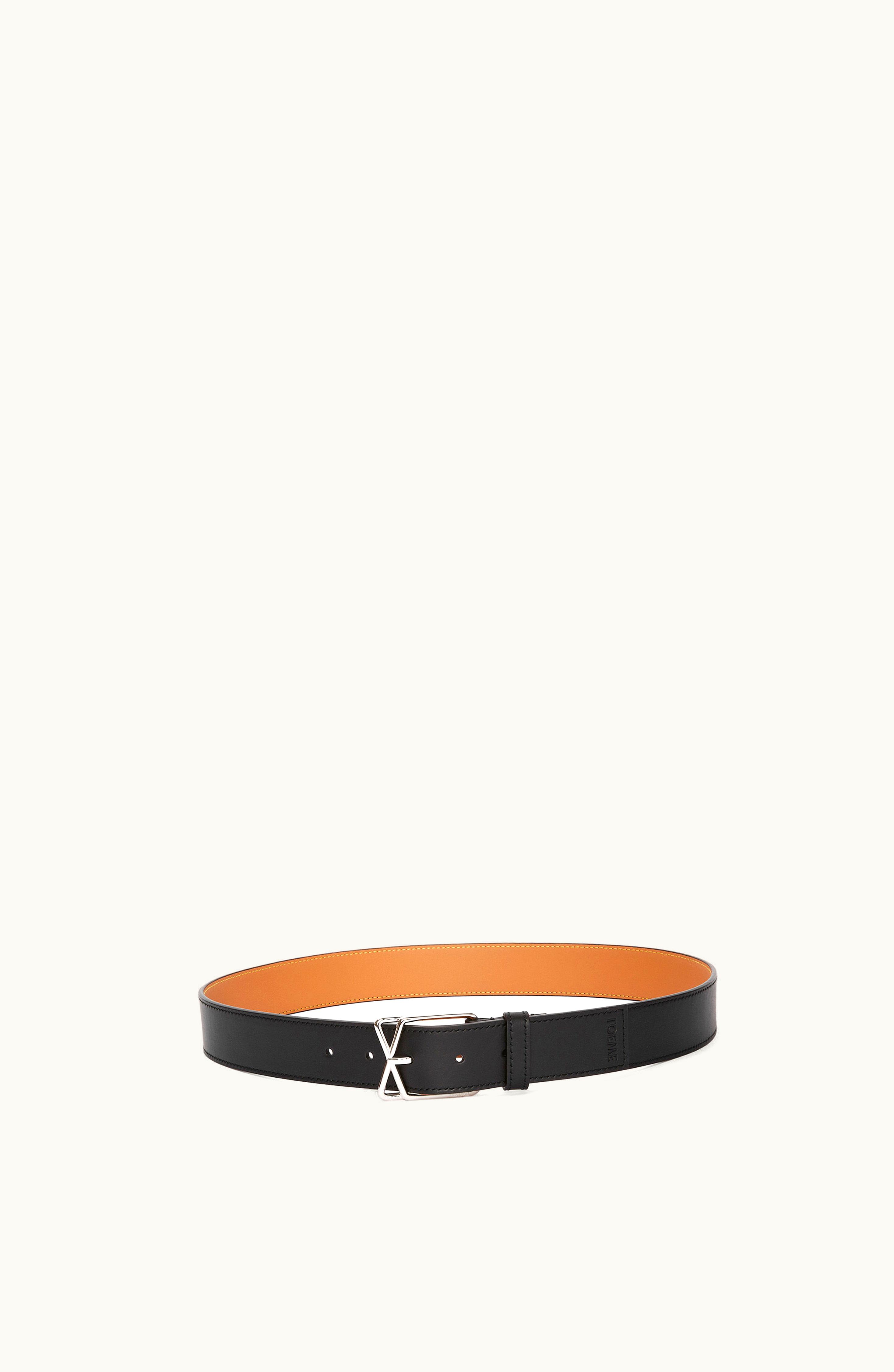 Loewe Loewe Layered Cross Buckle Belt In Smooth Calfskin Black / Palladium