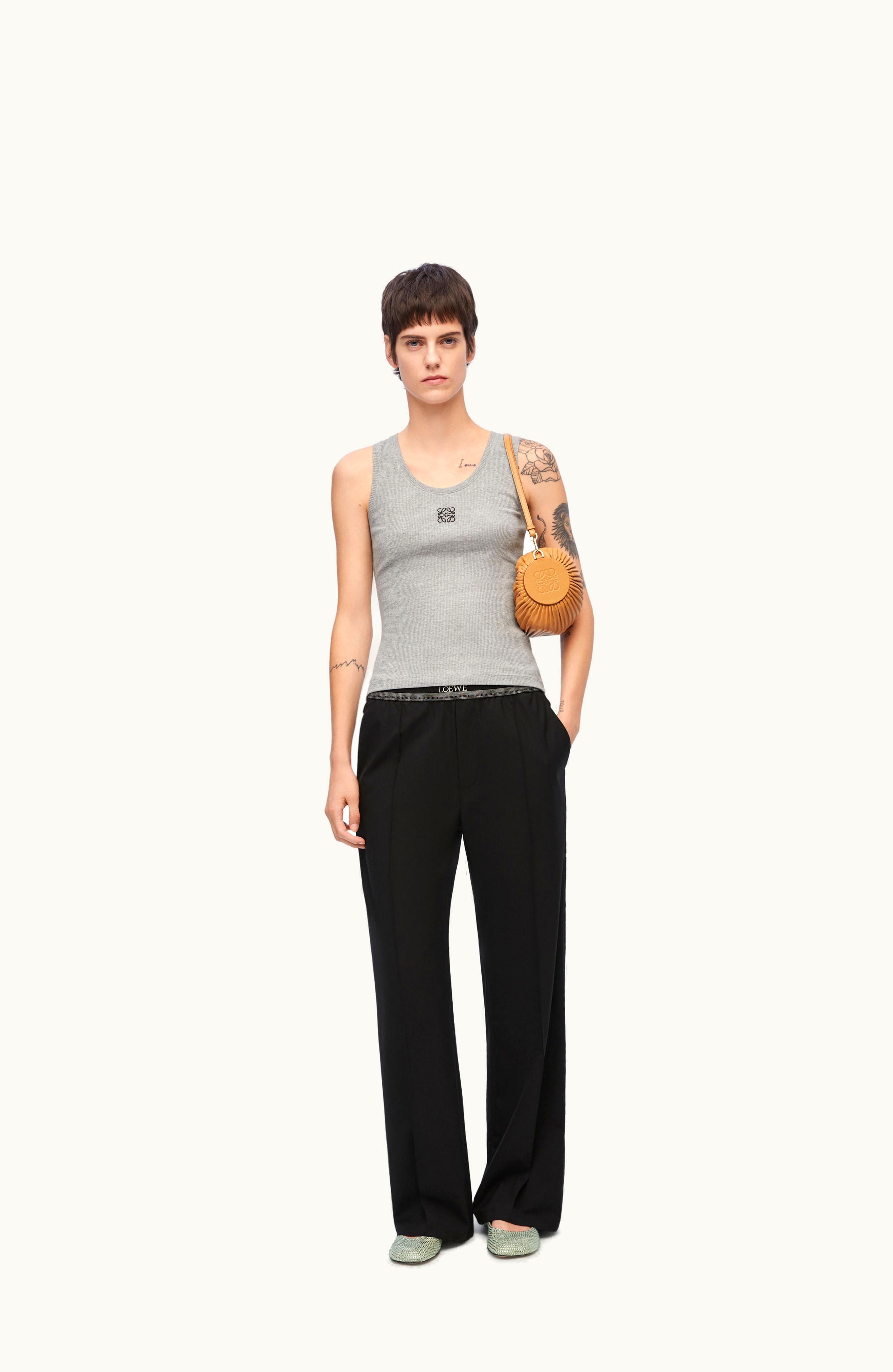 Loewe Loewe Anagram Tank Top In Cotton Grey Melange
