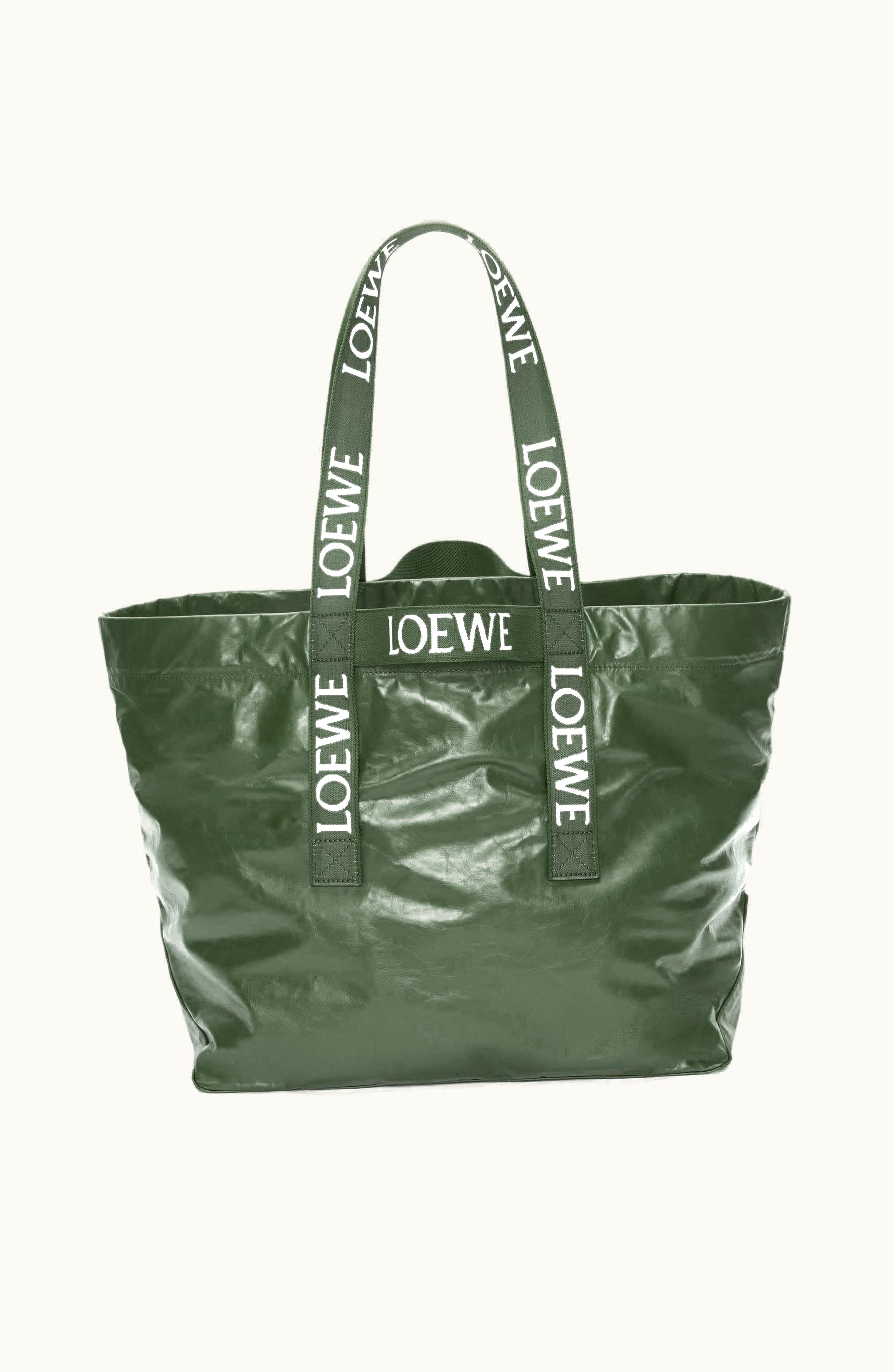 Loewe Loewe Fold Shopper In Paper Calfskin Bottle Green