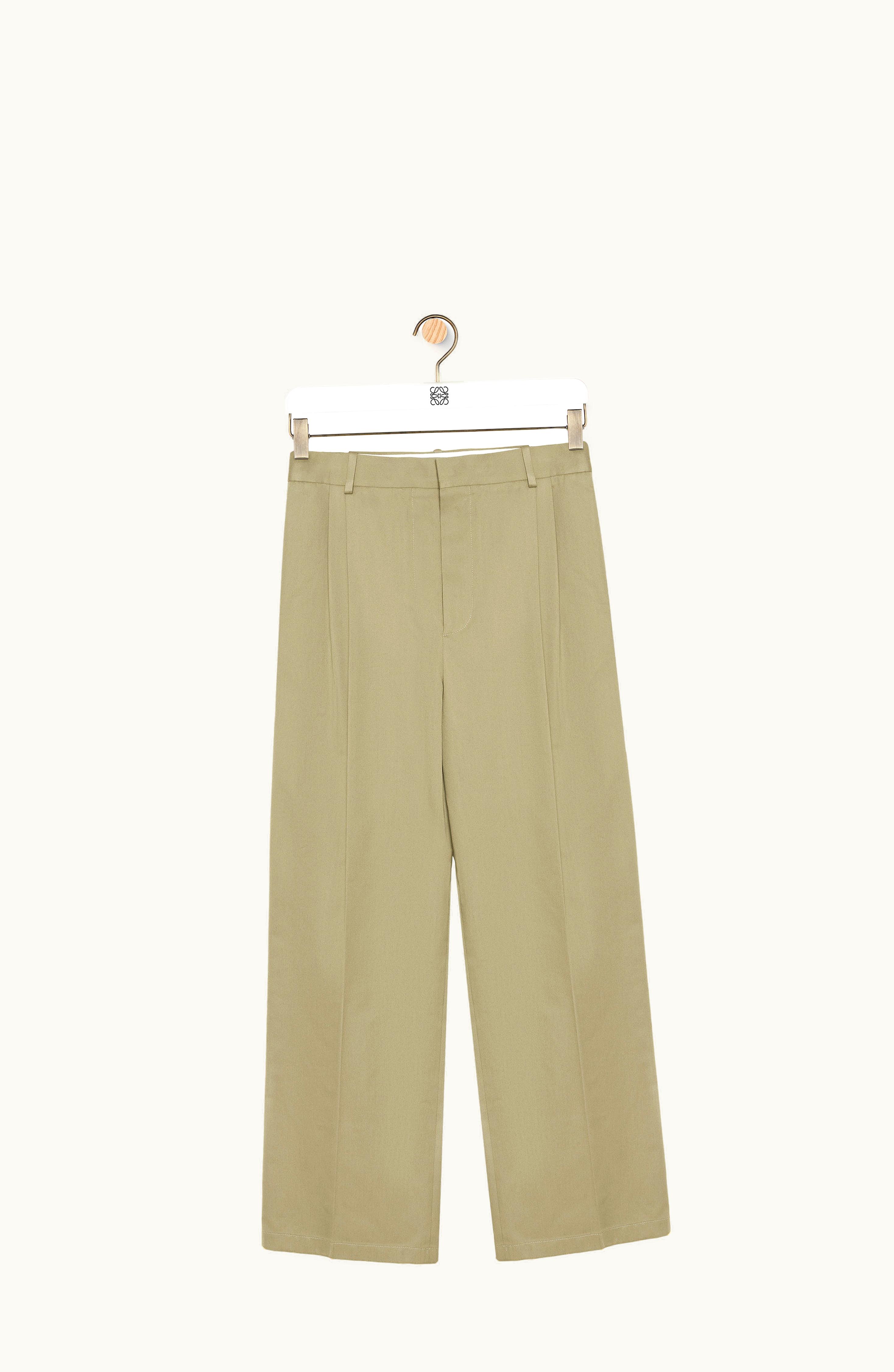 Loewe Loewe Pleated Trousers In Cotton Military Green