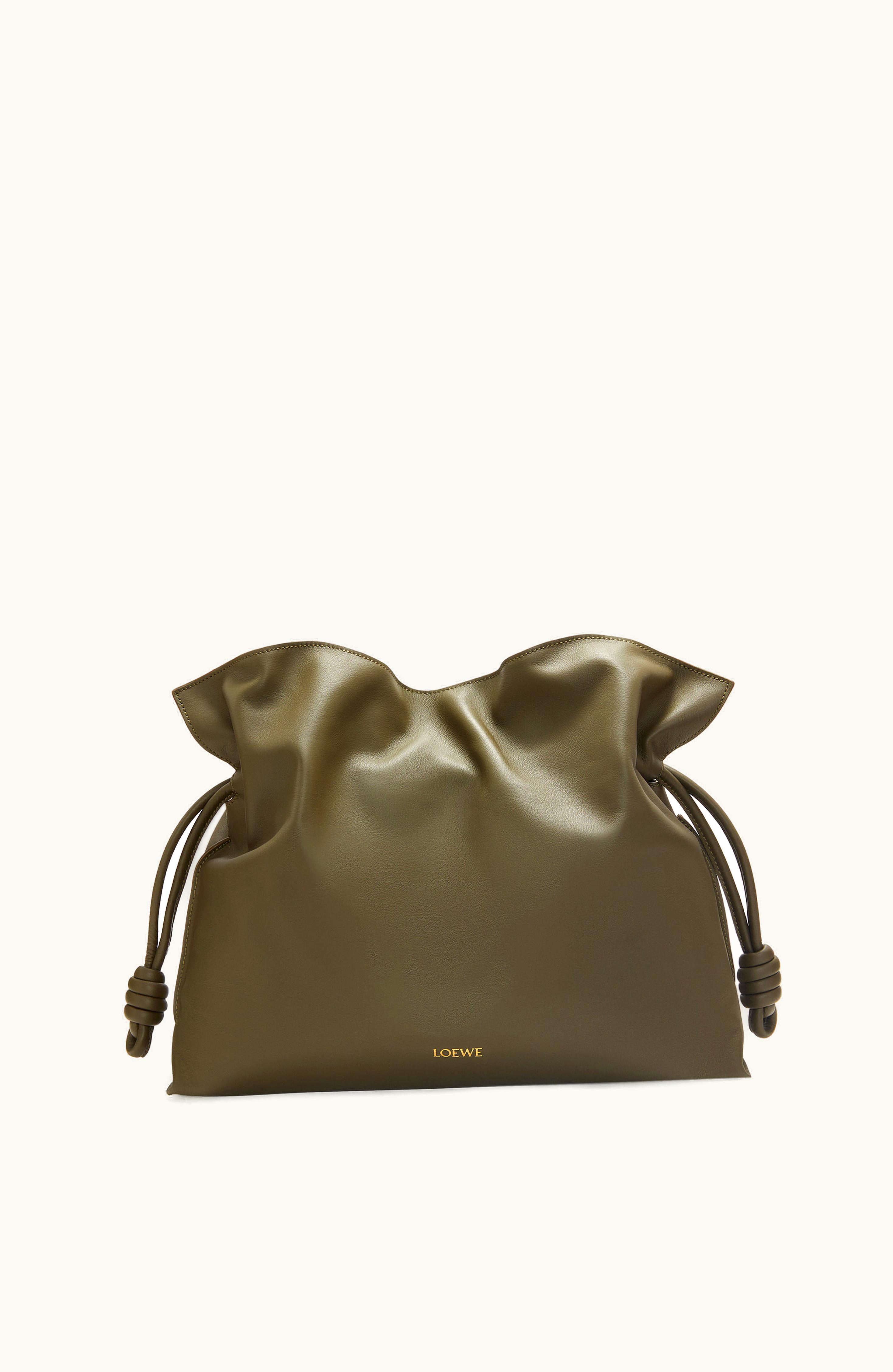 Loewe Loewe Large Flamenco Clutch In Nappa Calfskin Dark Khaki Green