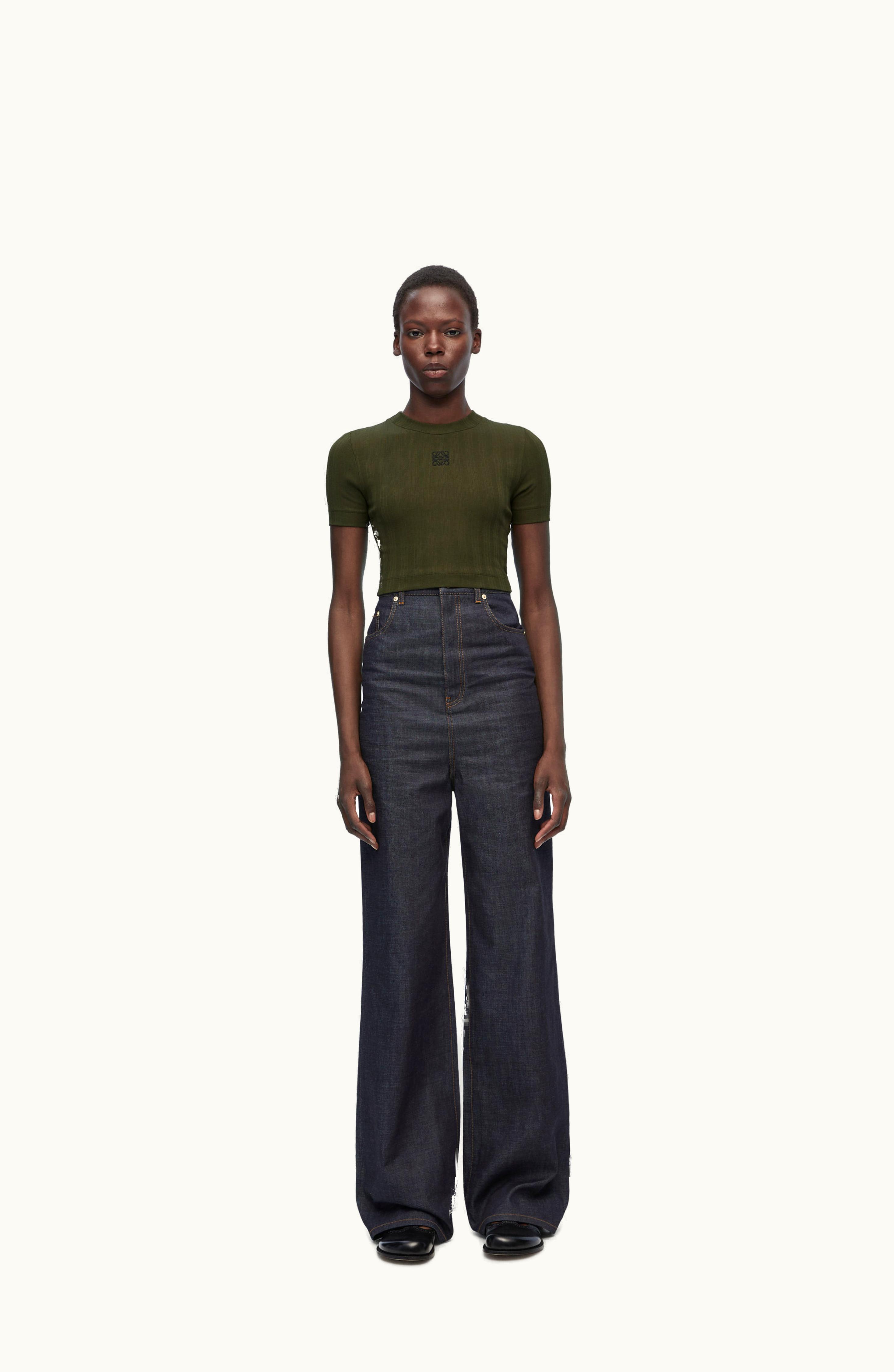 Loewe Loewe Cropped Top In Cotton Dark Olive Green