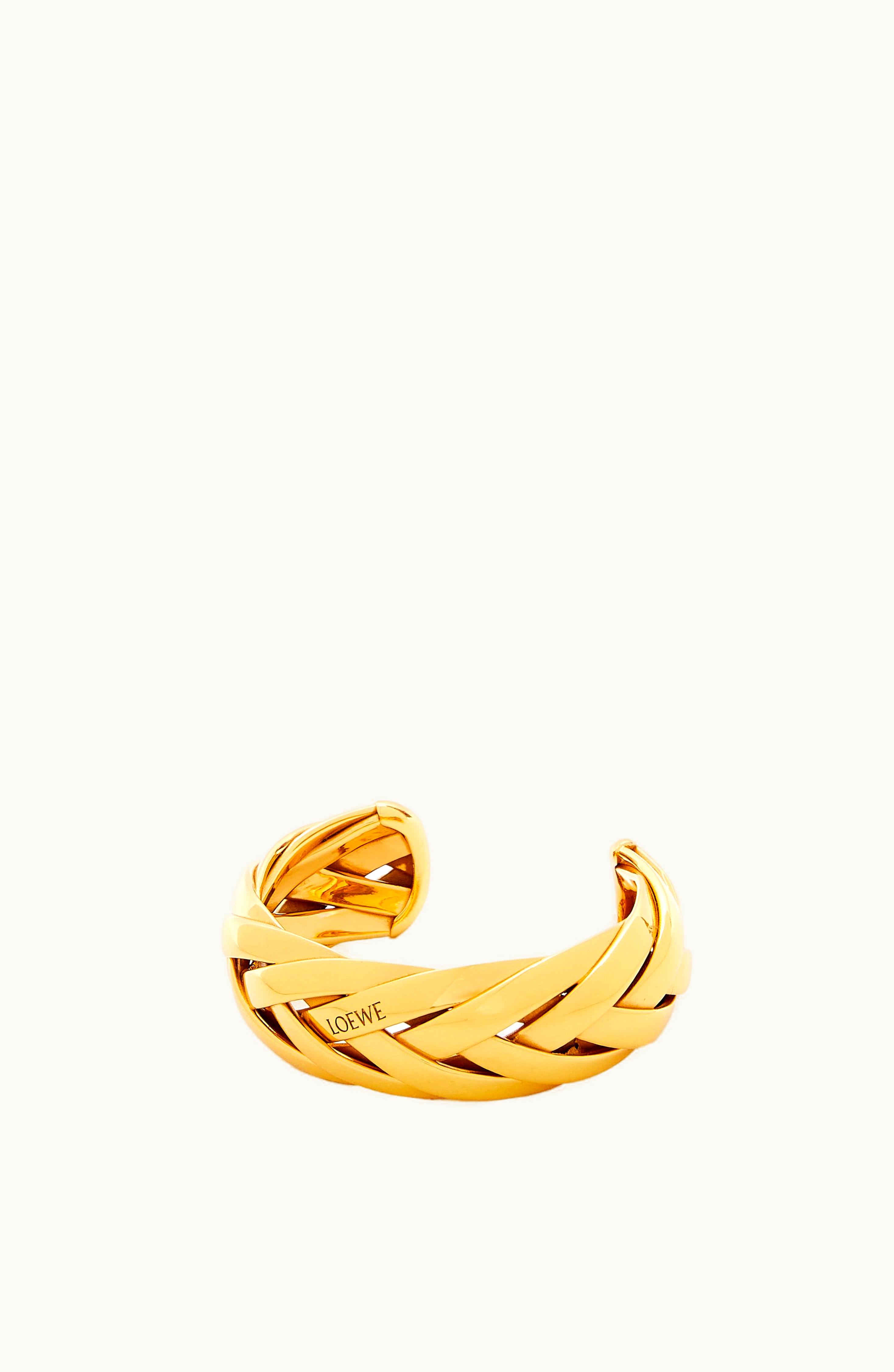 Loewe Loewe Large Braided Cuff In Sterling Silver Gold