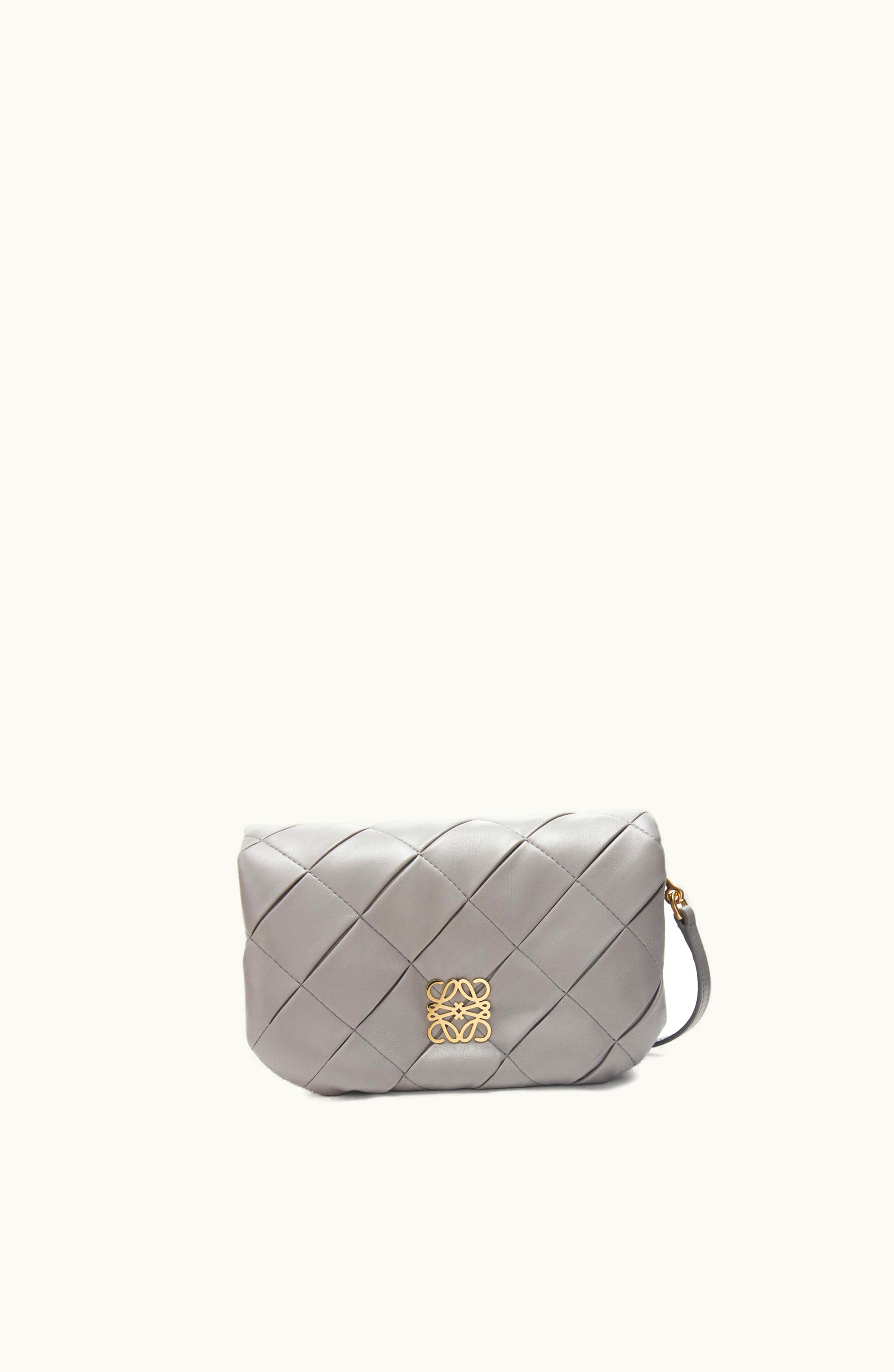 Loewe Loewe Mini Puffer Goya In Pleated Shiny Nappa Lambskin Pearl Grey