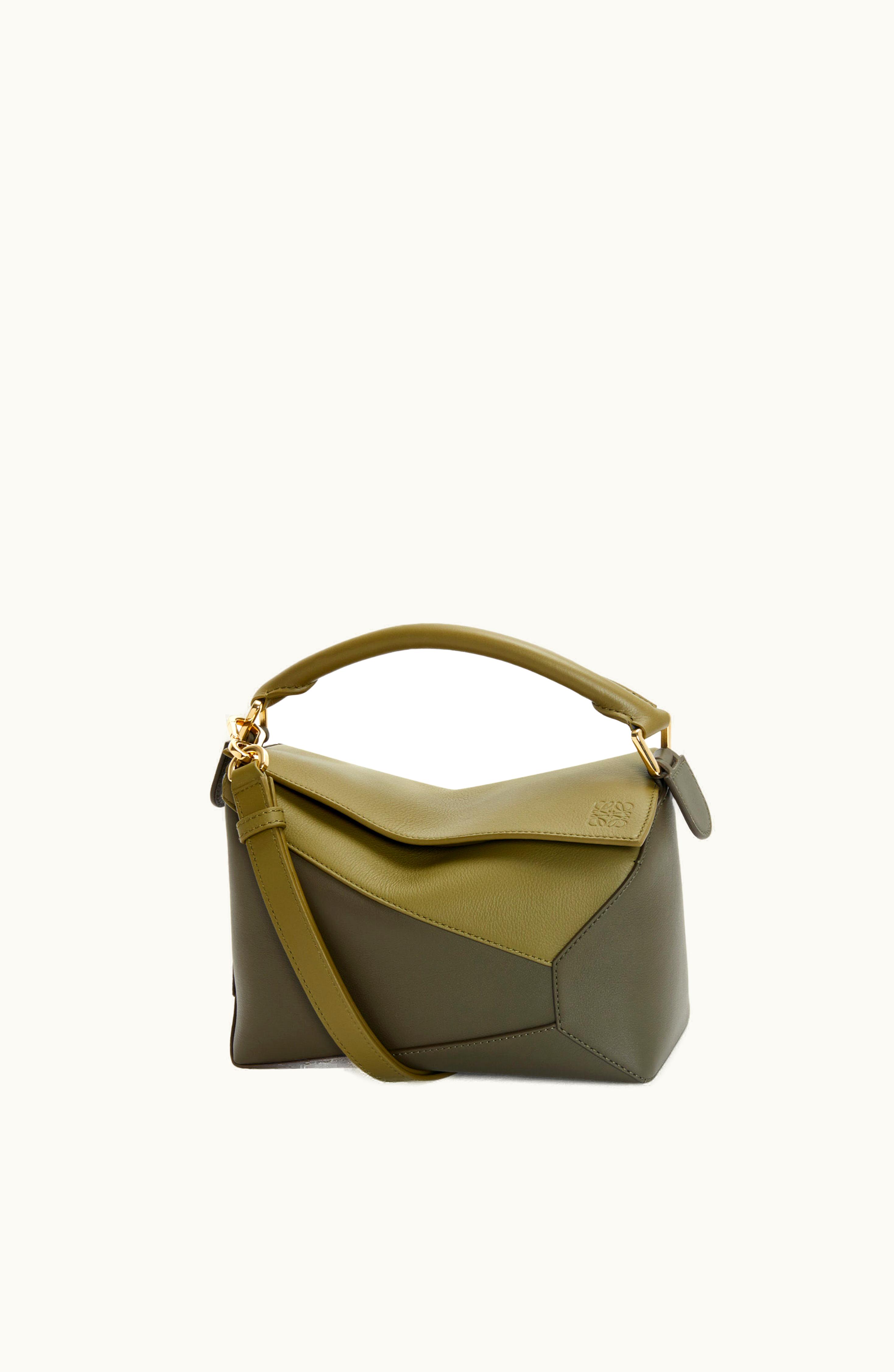 Loewe Loewe Small Puzzle Bag In Classic Calfskin Olive Green / Khaki Green