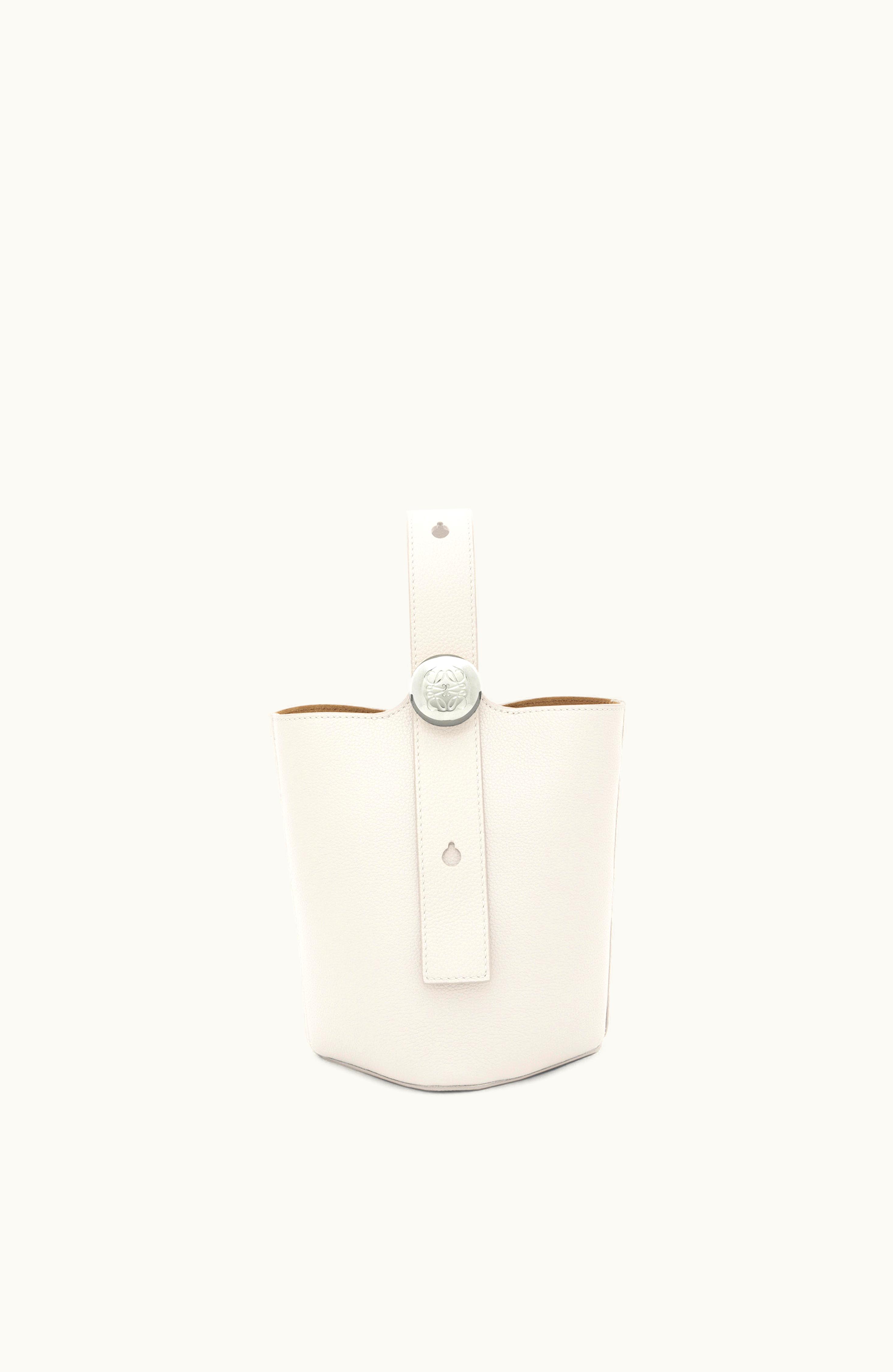 Loewe Loewe Mini Pebble Bucket Bag In Soft Grained Calfskin Soft White