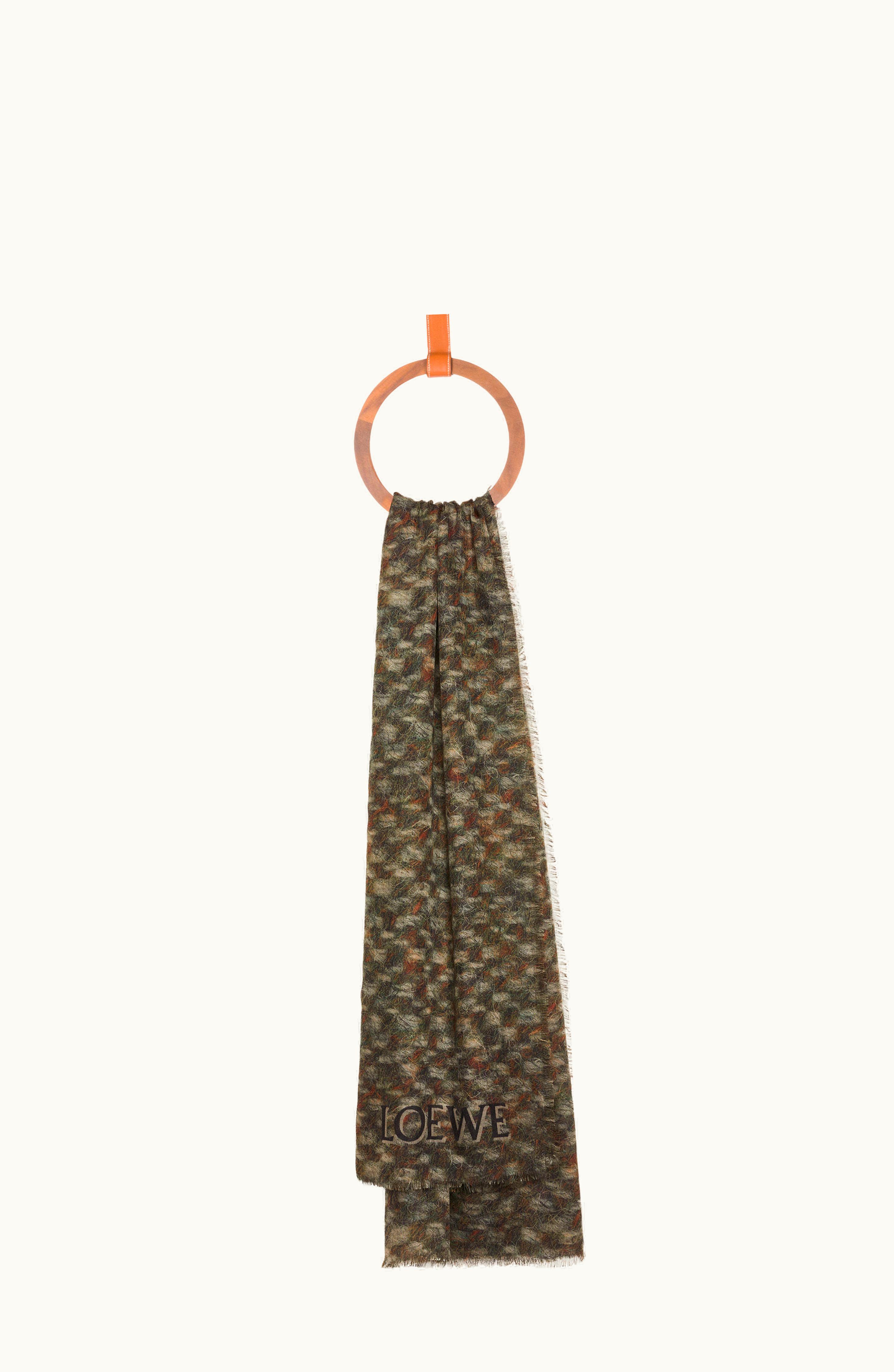 Loewe Loewe Scarf In Cashmere And Silk Brown Melange