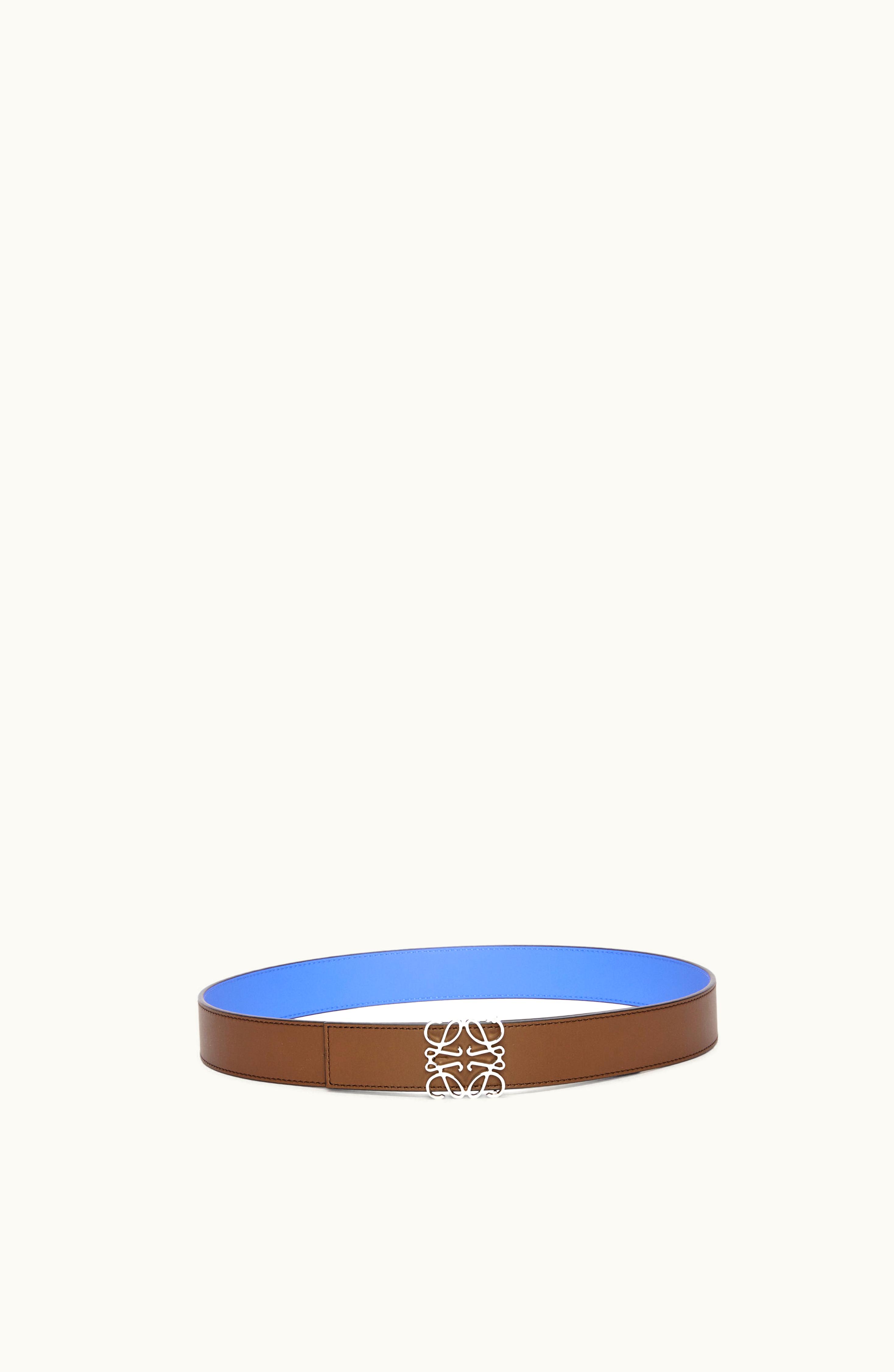 Loewe Loewe Reversible Anagram Belt In Smooth Calfskin Umber / Seaside Blue / Palladium