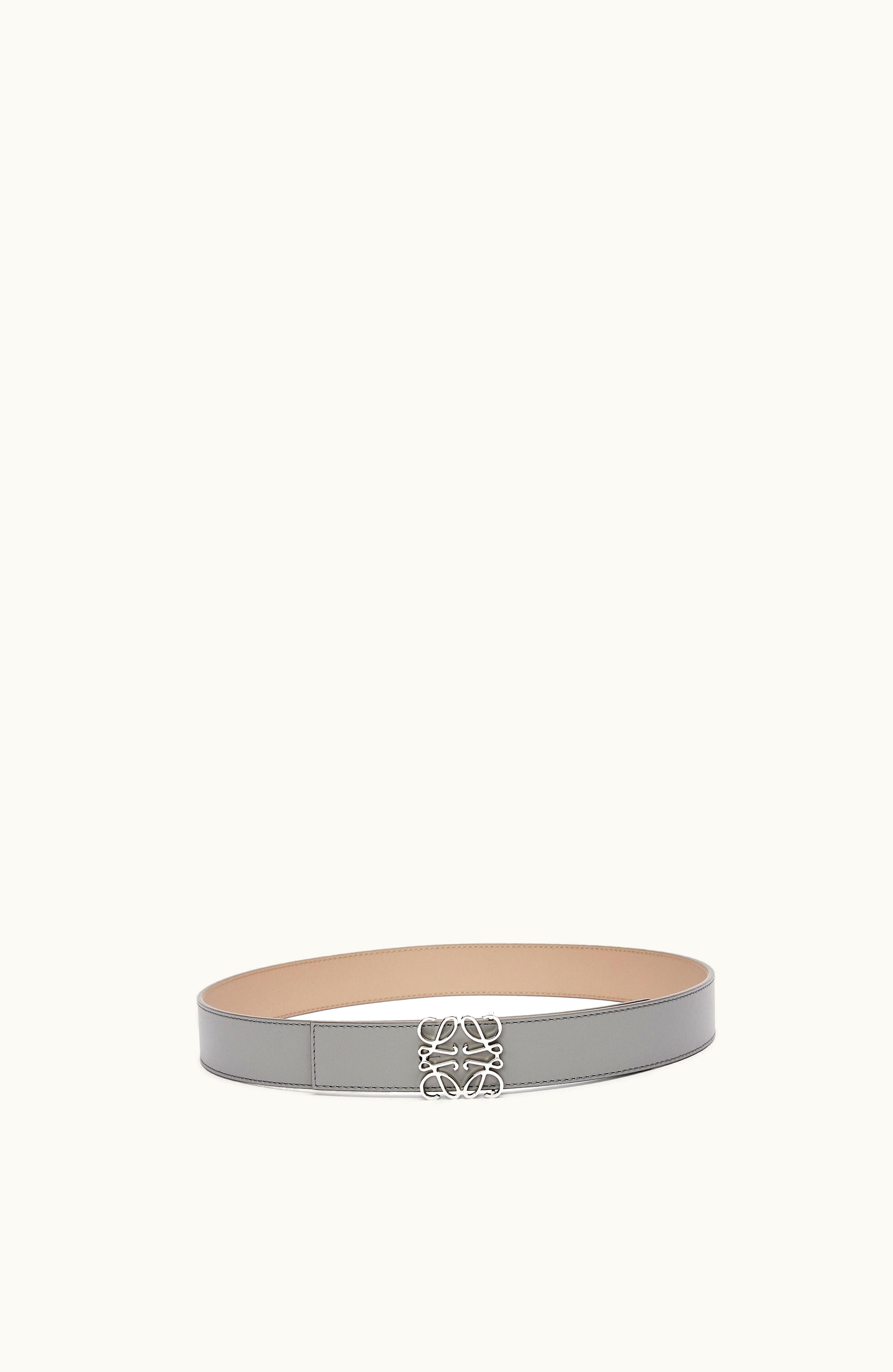 Loewe Loewe Reversible Anagram Belt In Smooth Calfskin Pearl Grey / Sand / Palladium