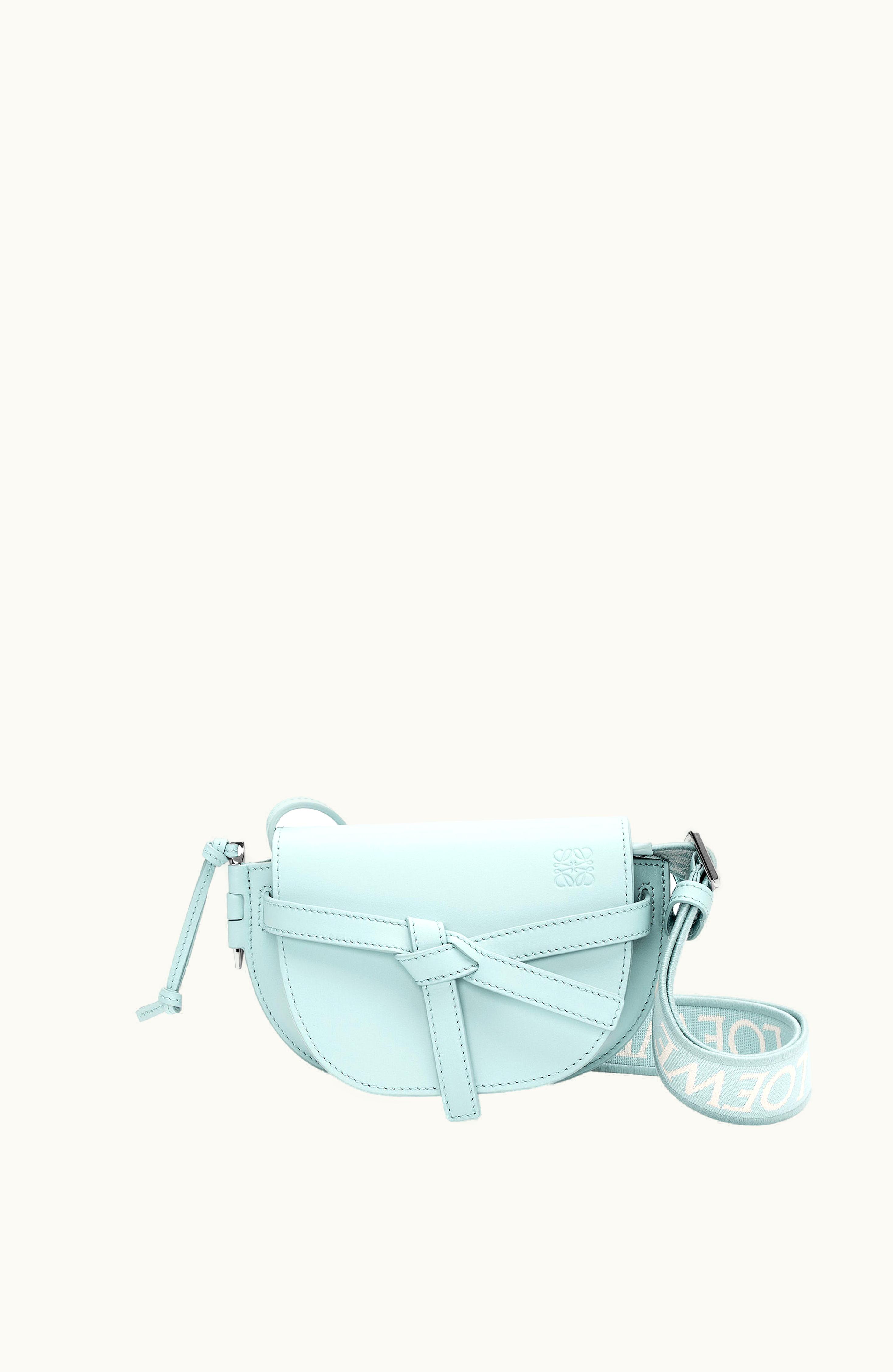 Loewe Loewe Mini Gate Dual Bag In Soft Calfskin And Jacquard Blue Iceberg