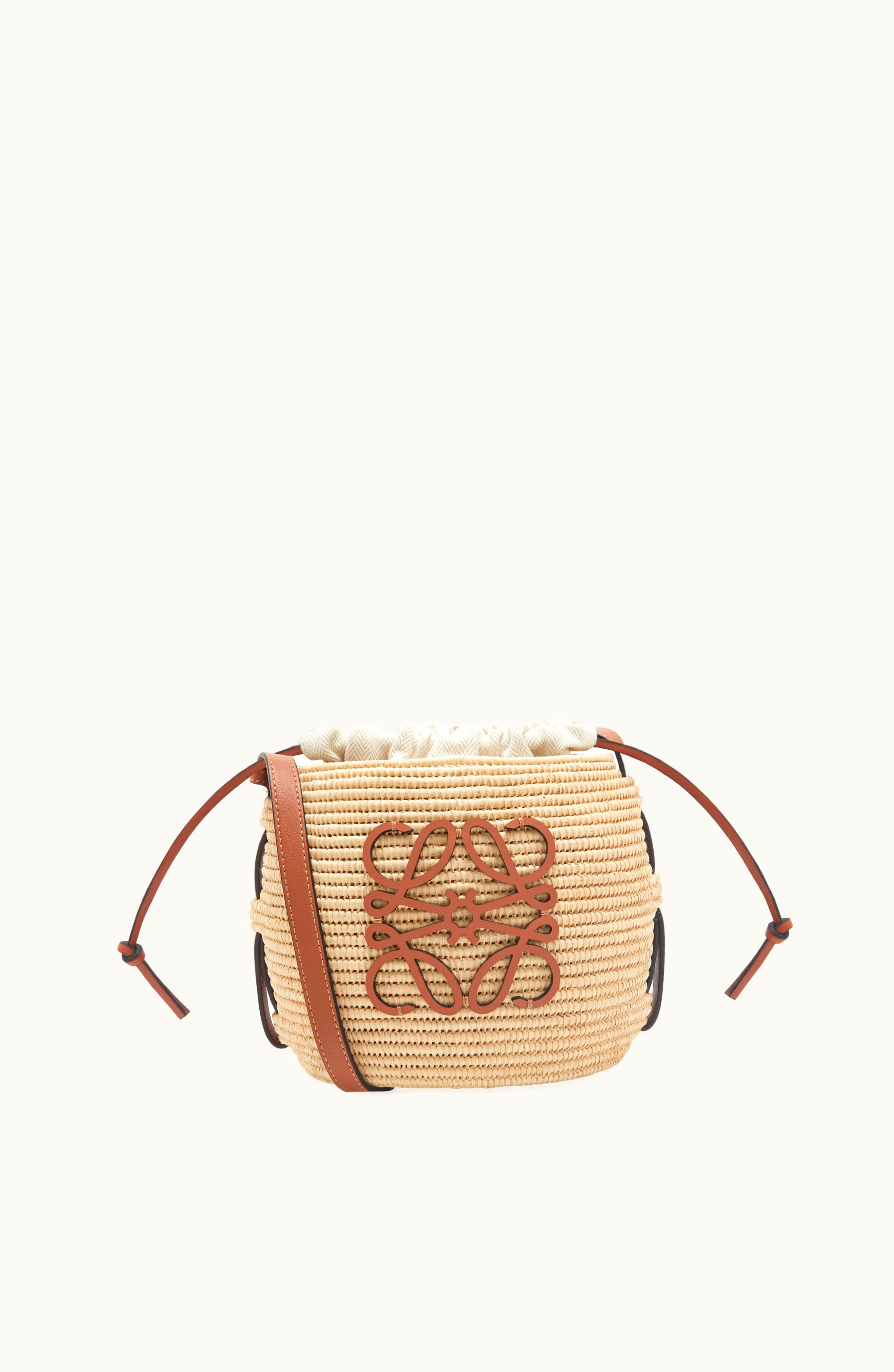 Loewe Loewe Beehive Basket Bag In Raffia And Calfskin Natural / Tan