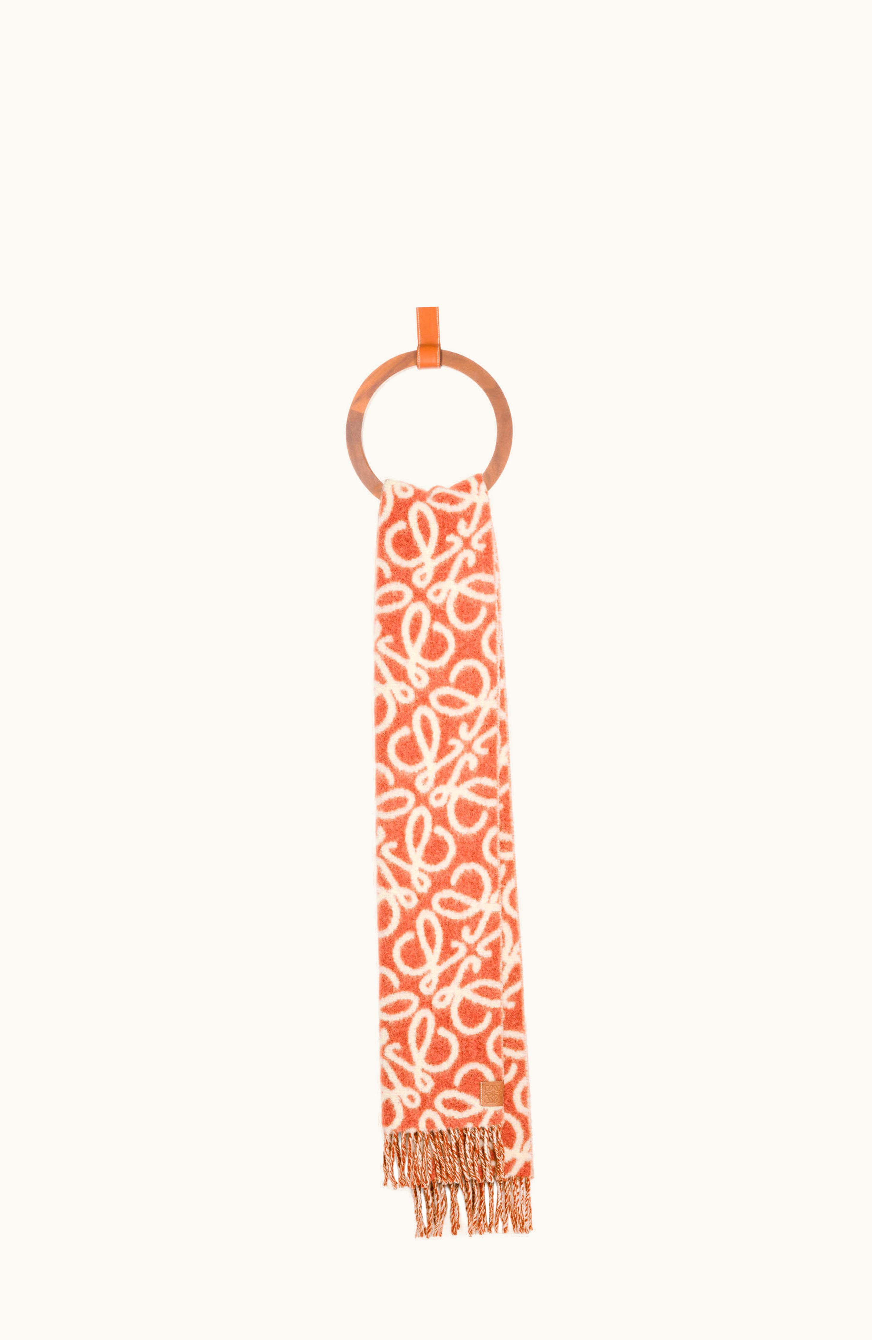 Loewe Loewe Anagram Scarf In Alpaca And Wool Orange / White