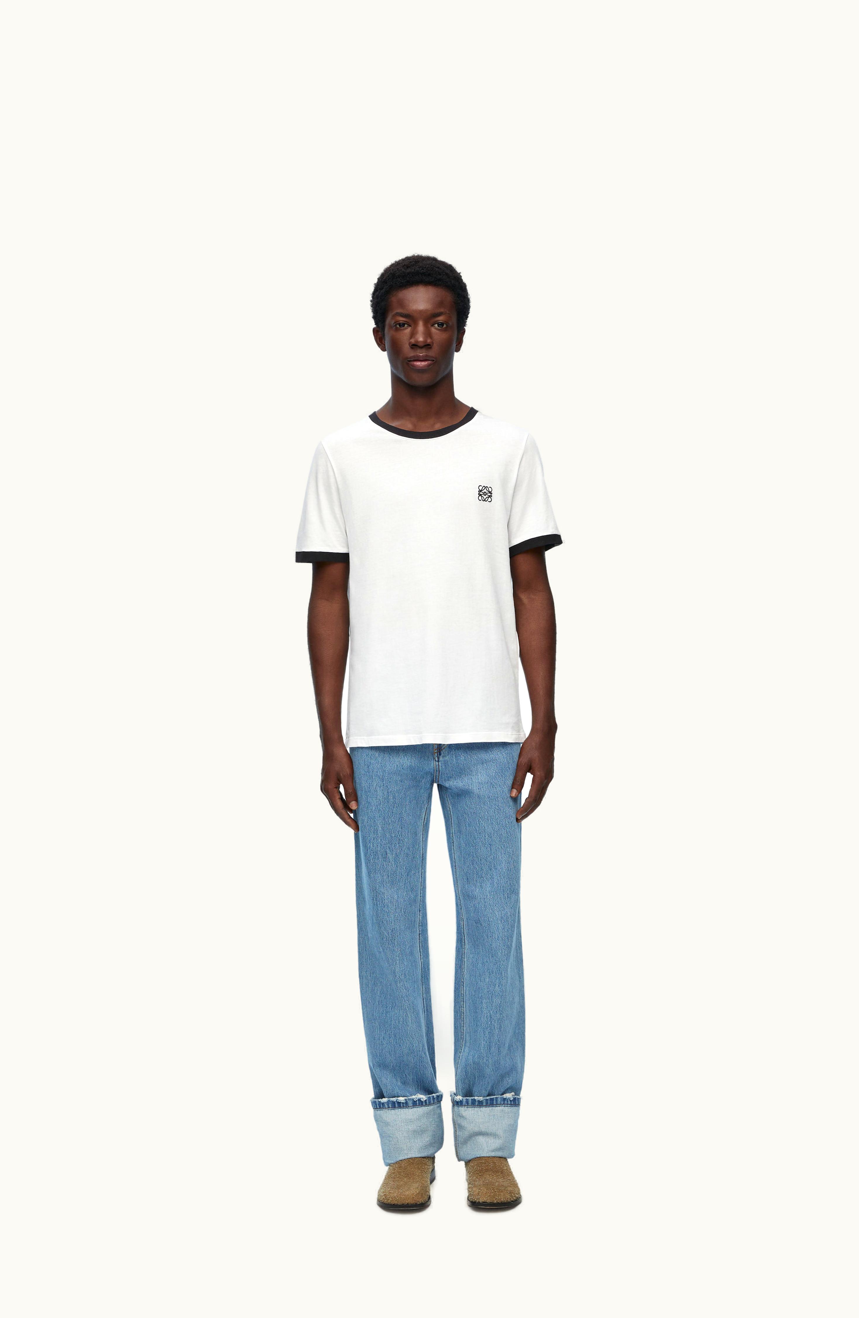 Loewe Loewe Anagram Embroidered Slim Fit T-shirt In Cotton White / Black