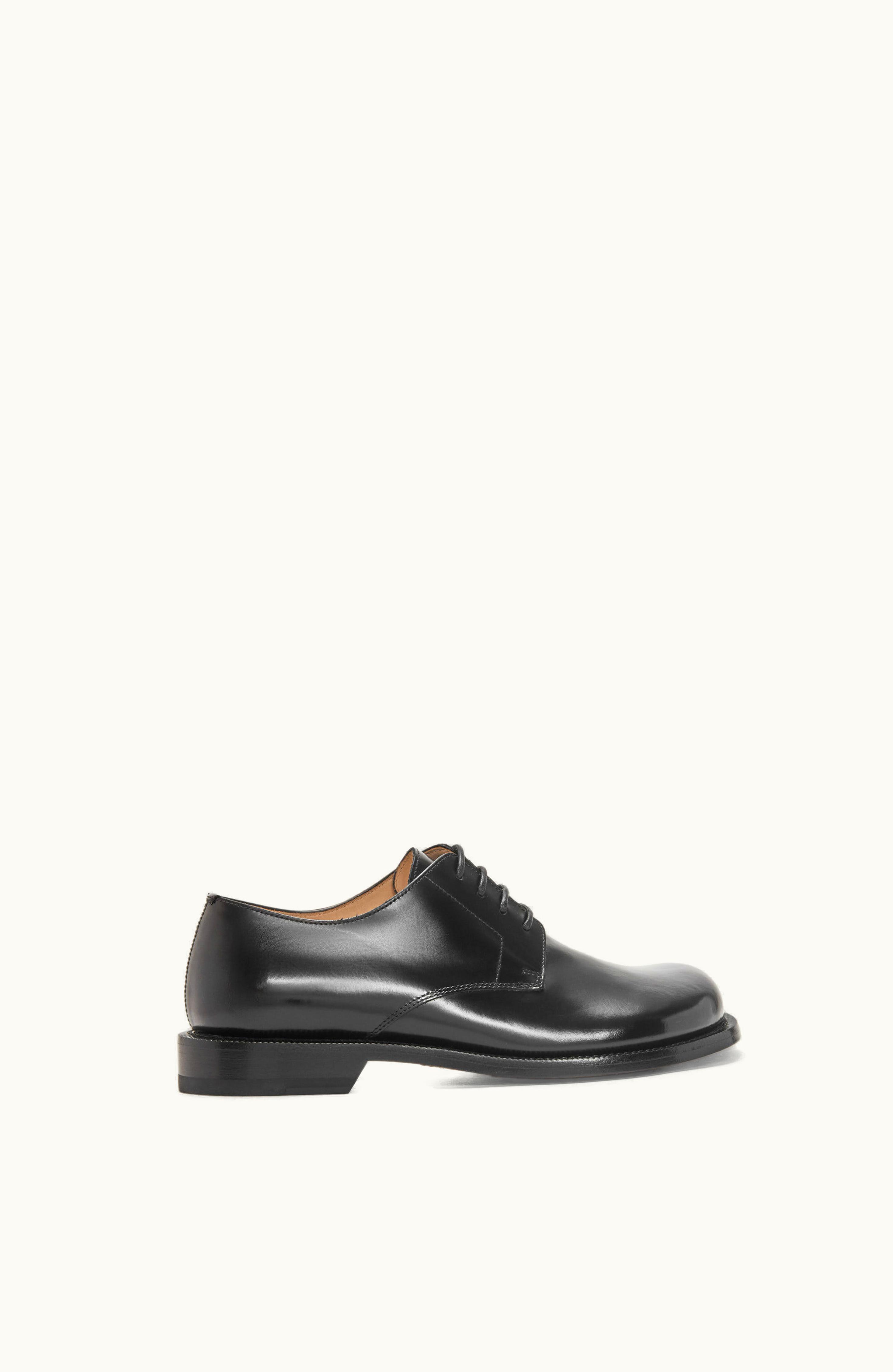 Loewe Loewe Campo Derby Shoe In Brushed Calfskin Black