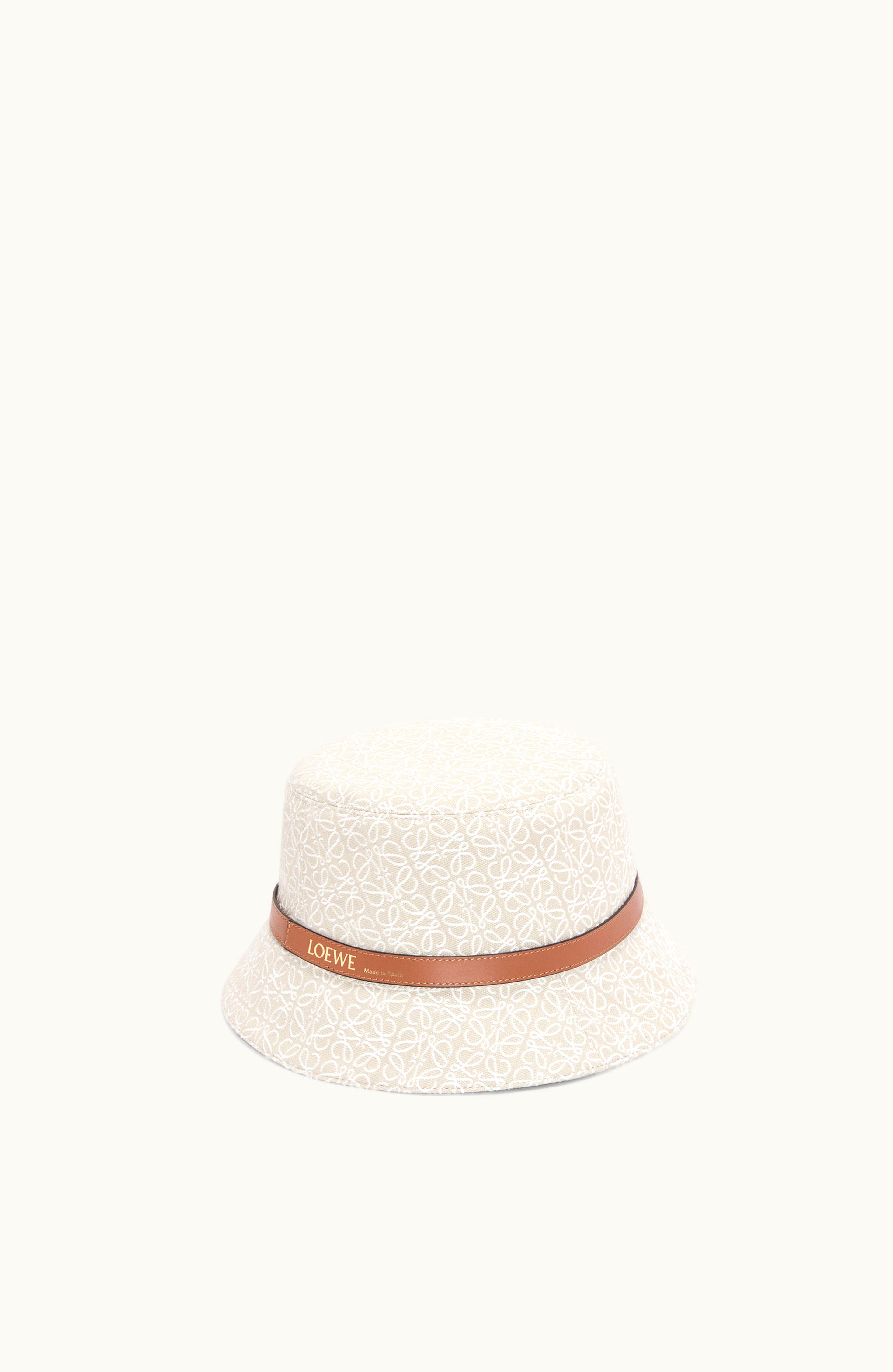 Loewe Loewe Bucket Hat In Anagram Jacquard And Calfskin Ecru / Soft White