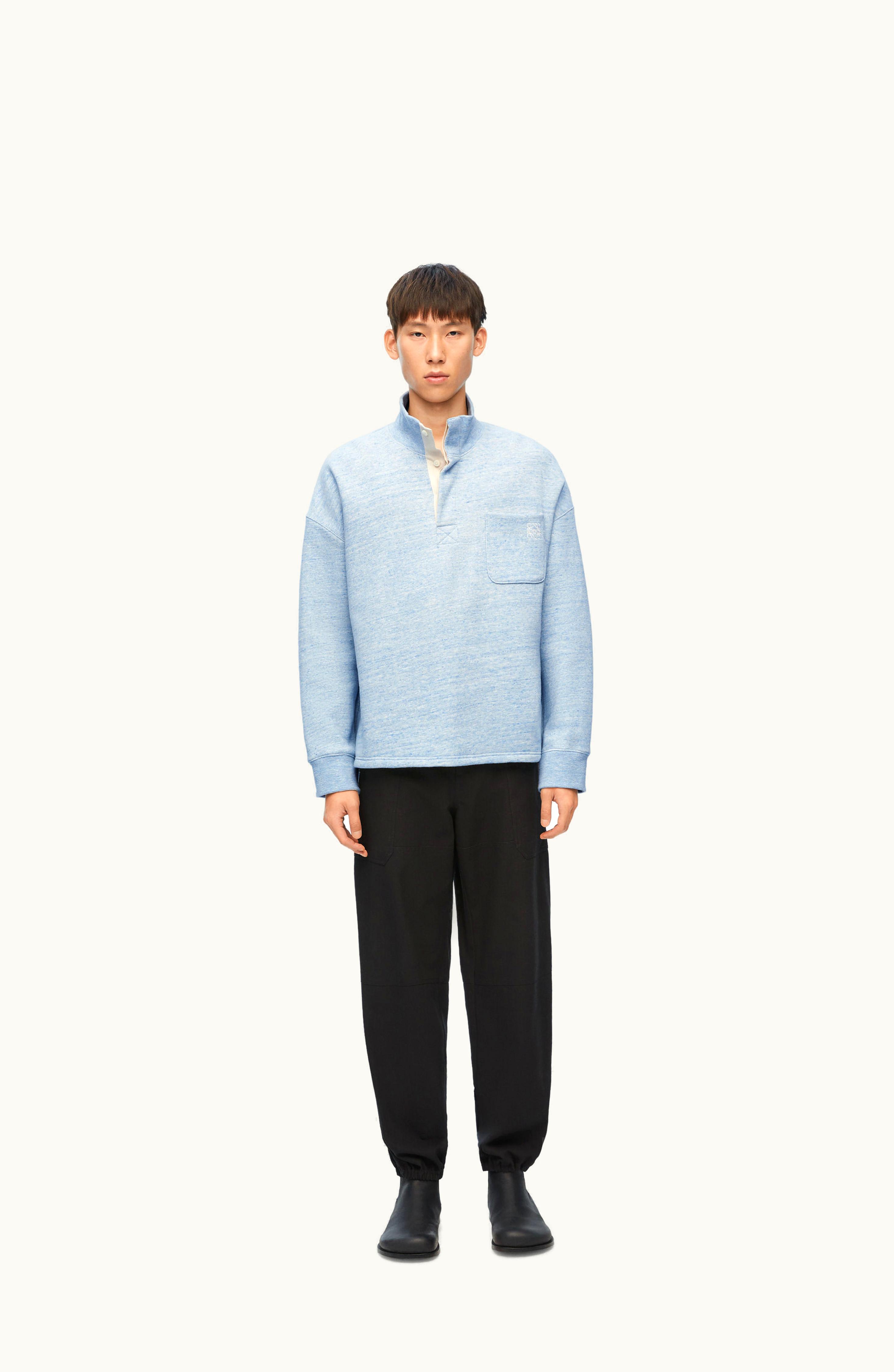 Loewe Loewe High Neck Sweatshirt In Cotton Blue Melange