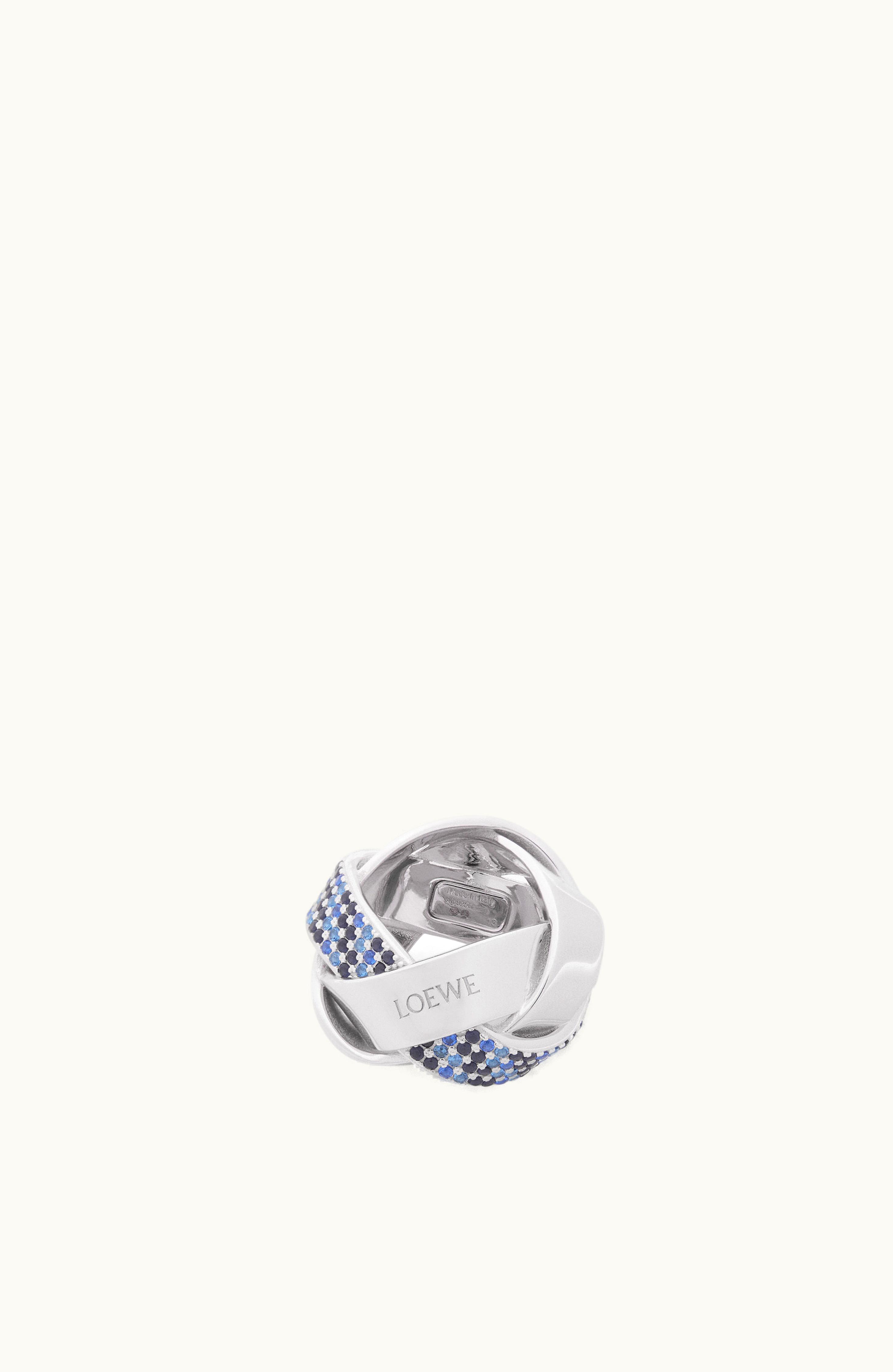 Loewe Loewe Chunky Nest Pavé Ring In Sterling Silver And Crystals Silver / Blue