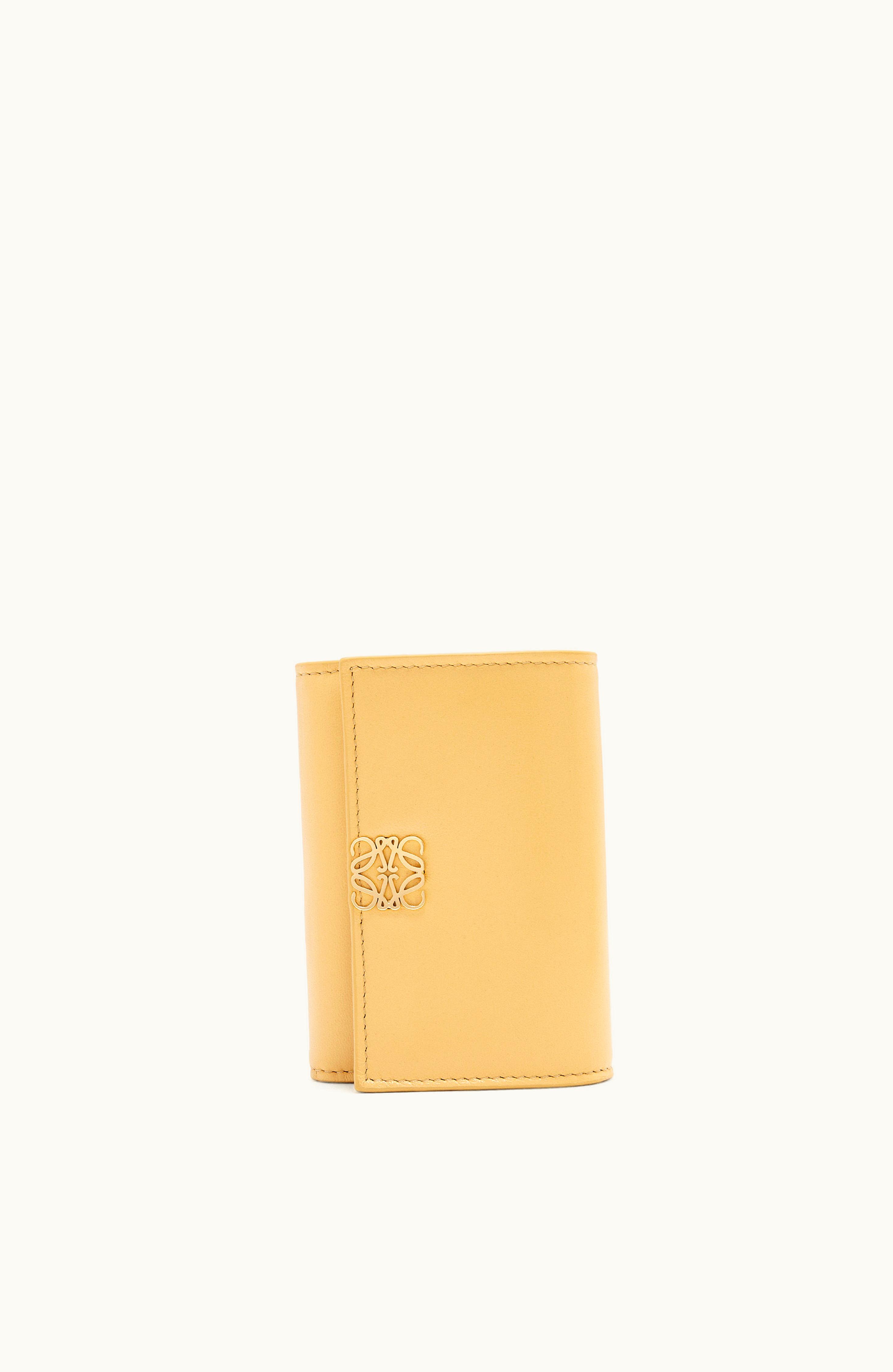 Loewe Loewe Puffer Anagram Small Vertical Wallet In Shiny Nappa Calfskin Dark Butter