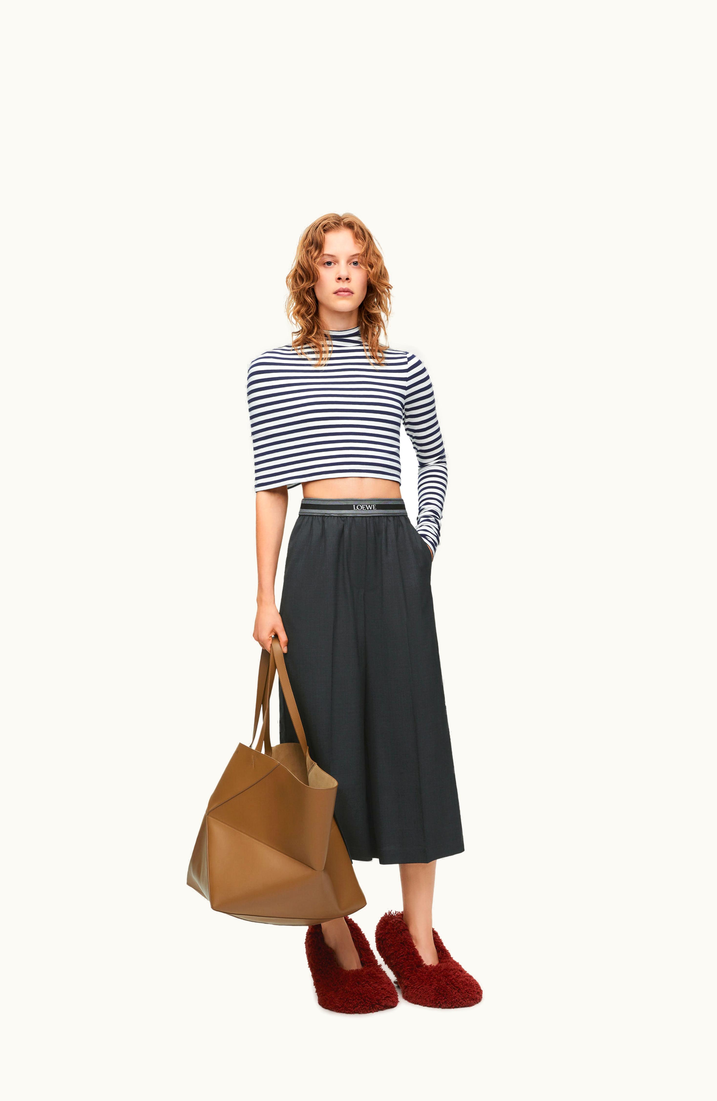 Loewe Loewe Cropped Trousers In Wool Anthracite Melange