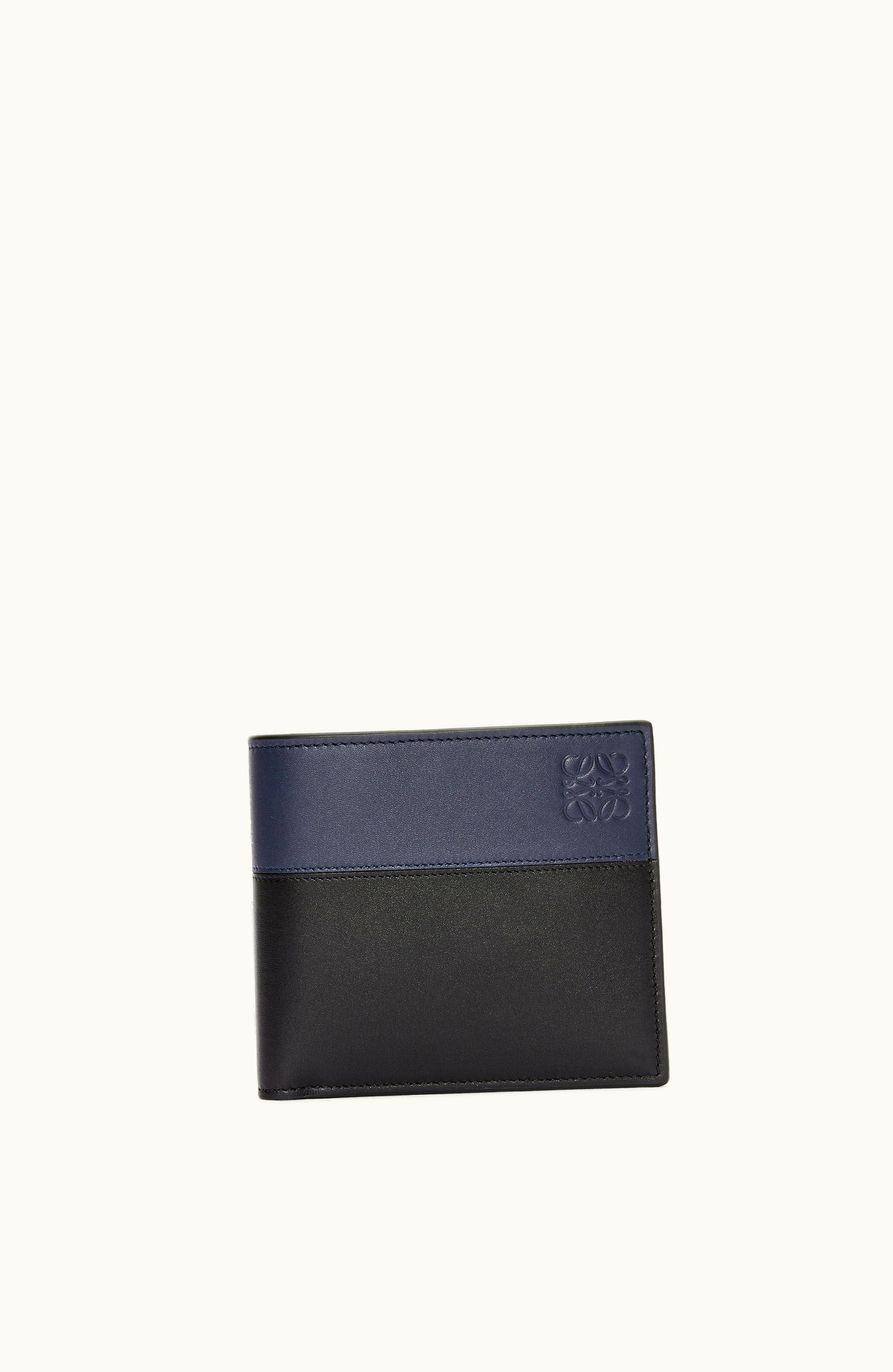 Loewe Loewe Bifold Wallet In Shiny Calfskin Black / Deep Navy