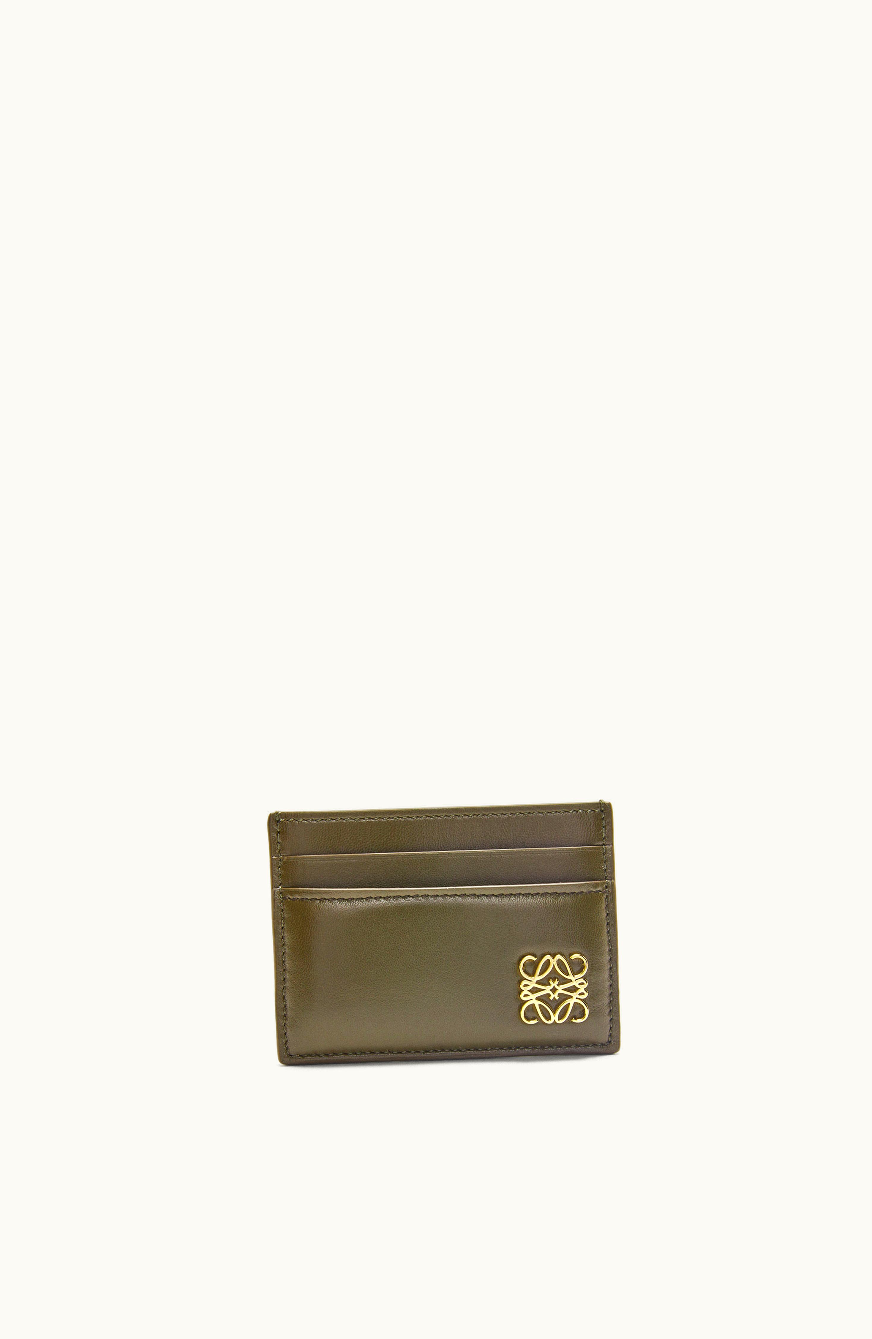 Loewe Loewe Puffer Anagram Plain Cardholder In Shiny Nappa Calfskin Dark Khaki Green