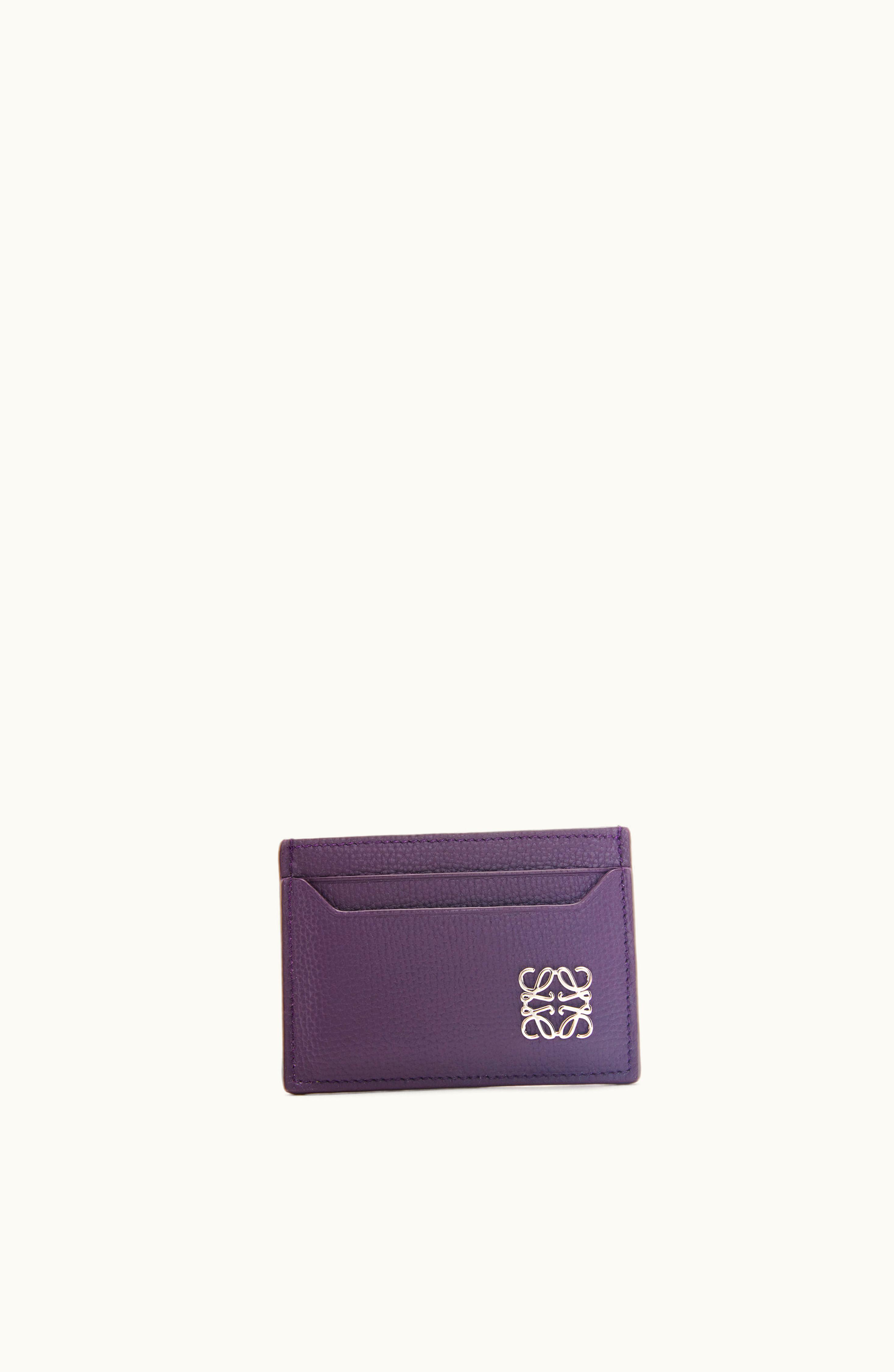 Loewe Loewe Anagram Plain Cardholder In Pebble Grain Calfskin Deep Aubergine