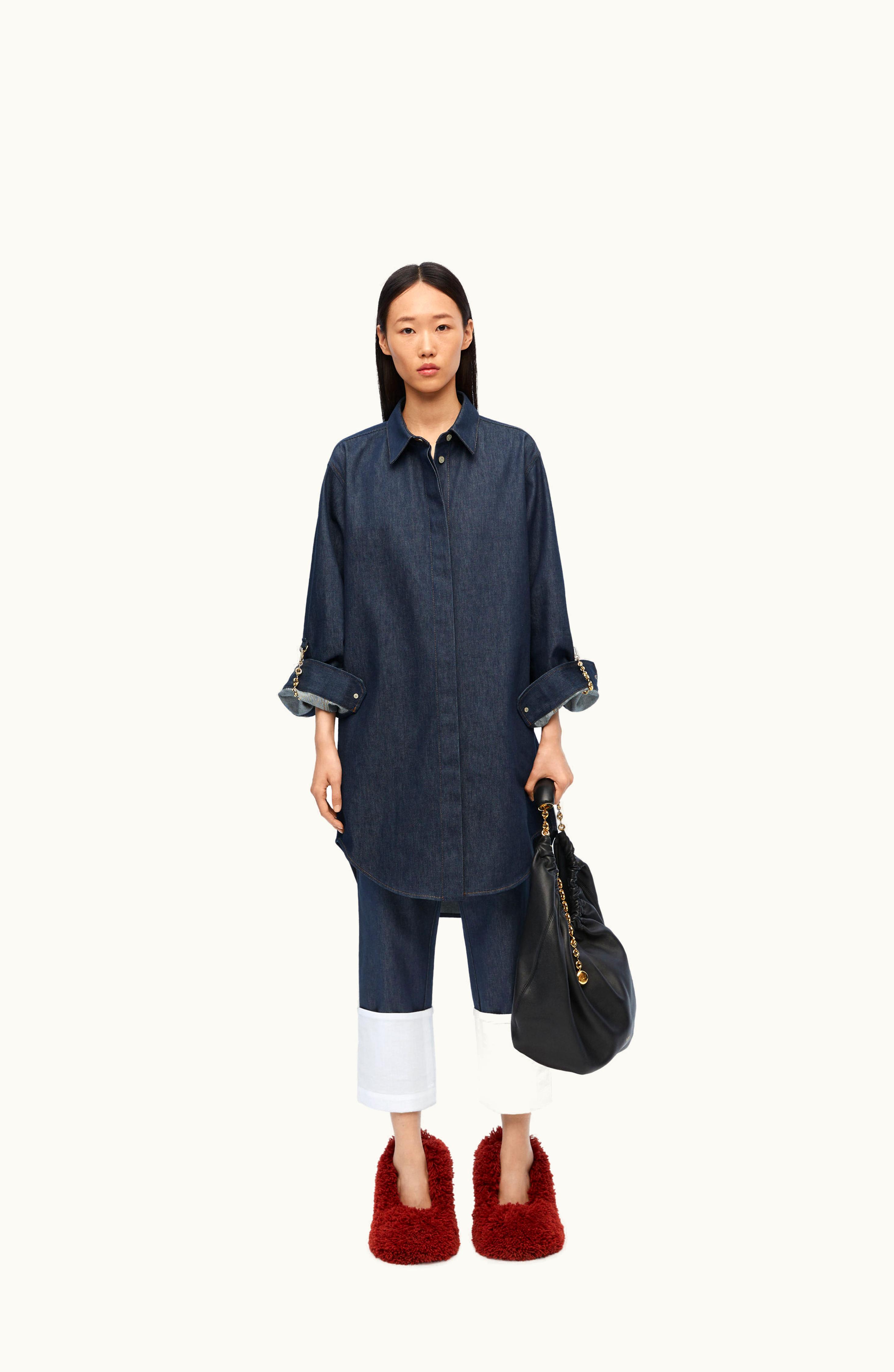 Loewe Loewe Chain Shirt Dress In Denim Raw Denim
