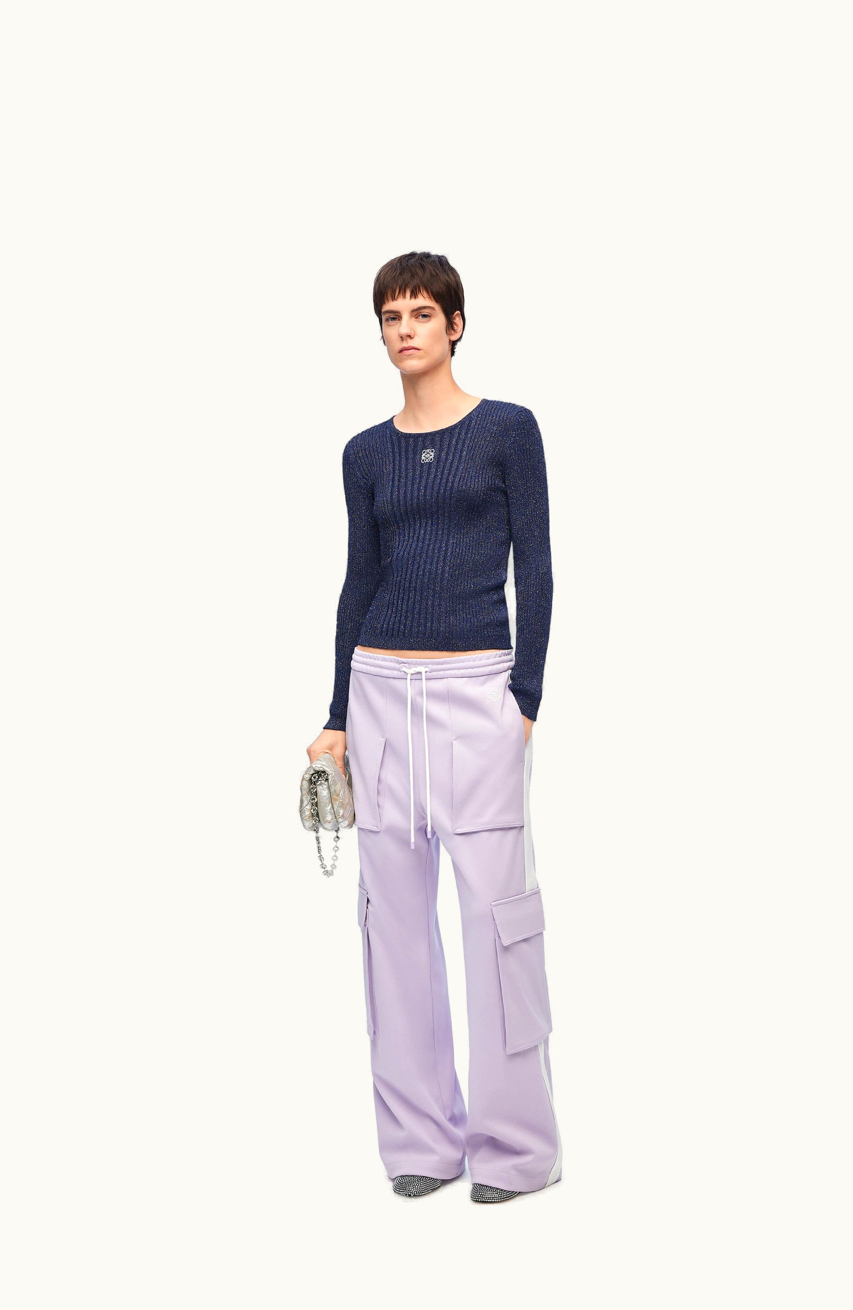 Loewe Loewe Long Sleeve Top In Viscose Blend Dark Blue