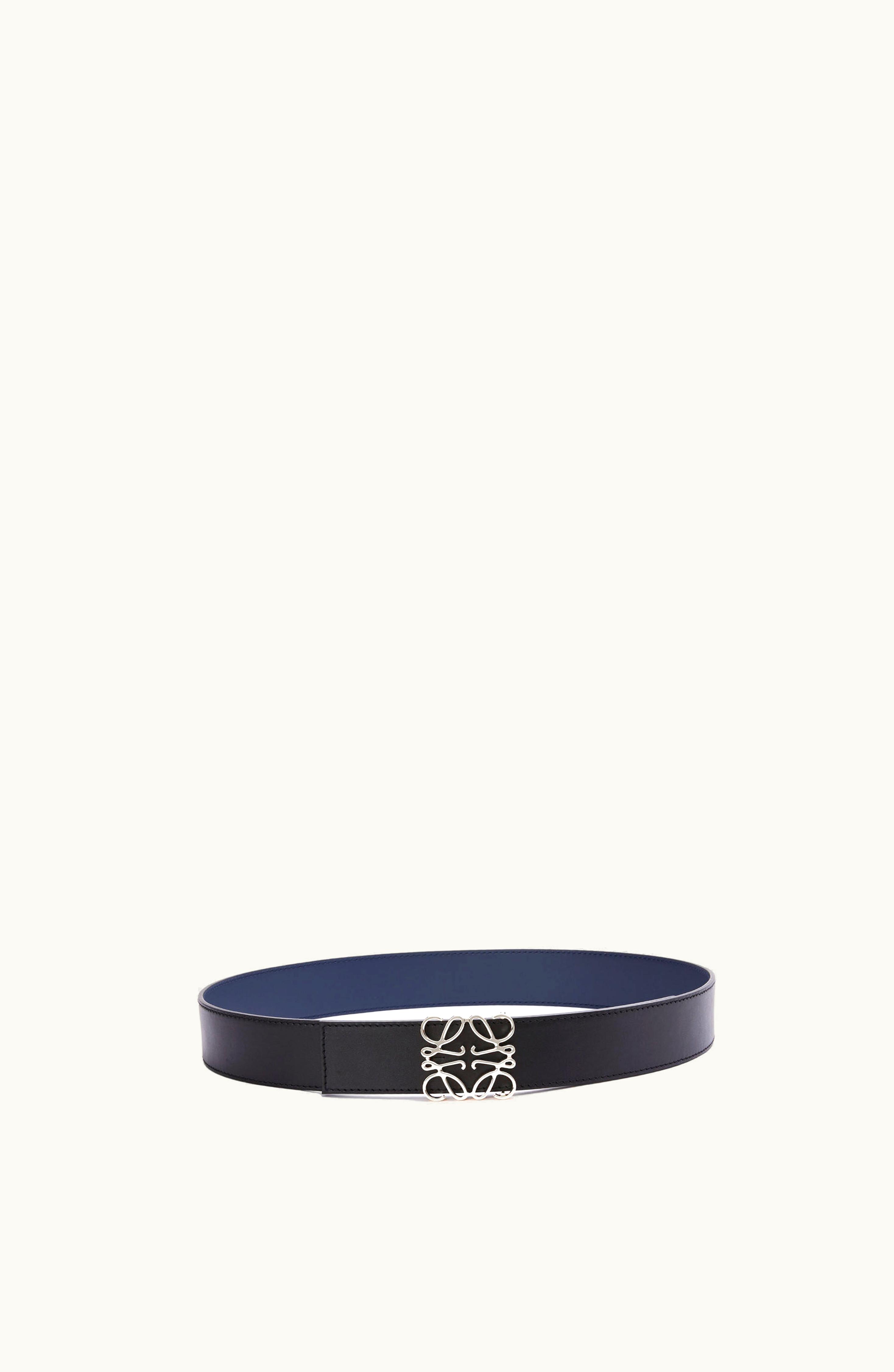 Loewe Loewe Anagram Reversible Belt In Smooth Calfskin Ocean / Black / Palladium