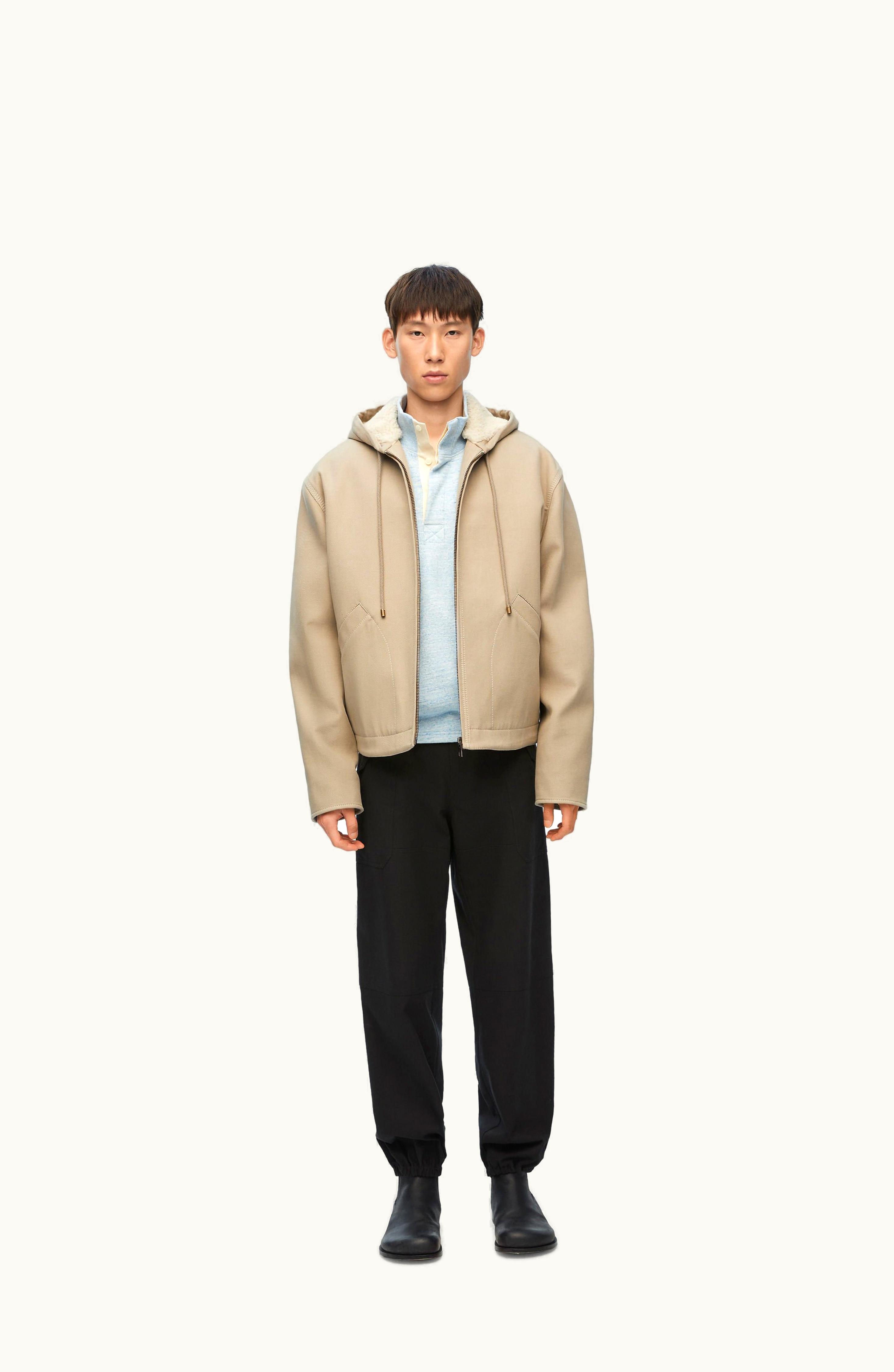 Loewe Loewe Hooded Jacket In Cotton Light Pebble