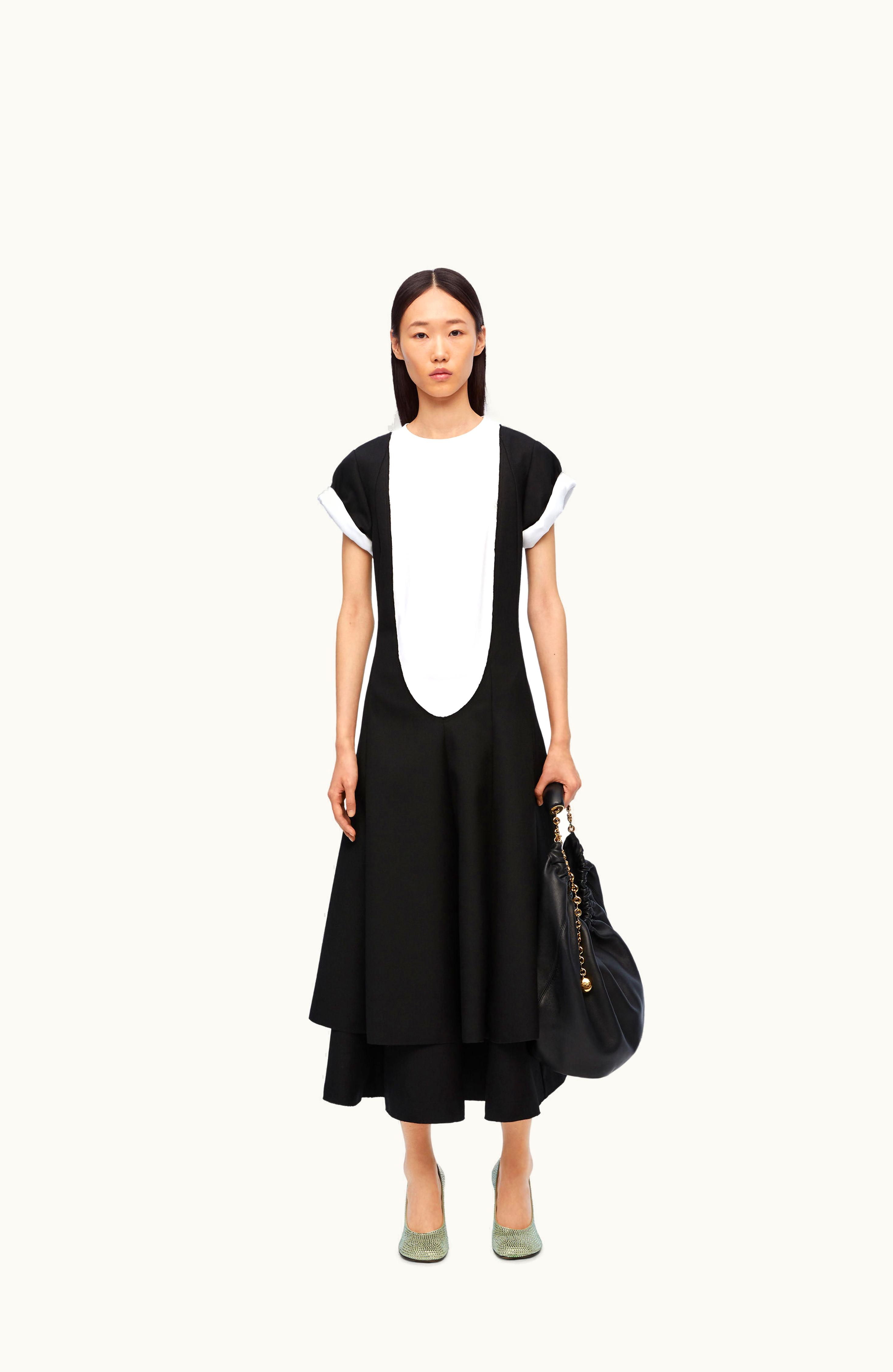 Loewe Loewe Double Layer Dress In Wool And Cotton Black