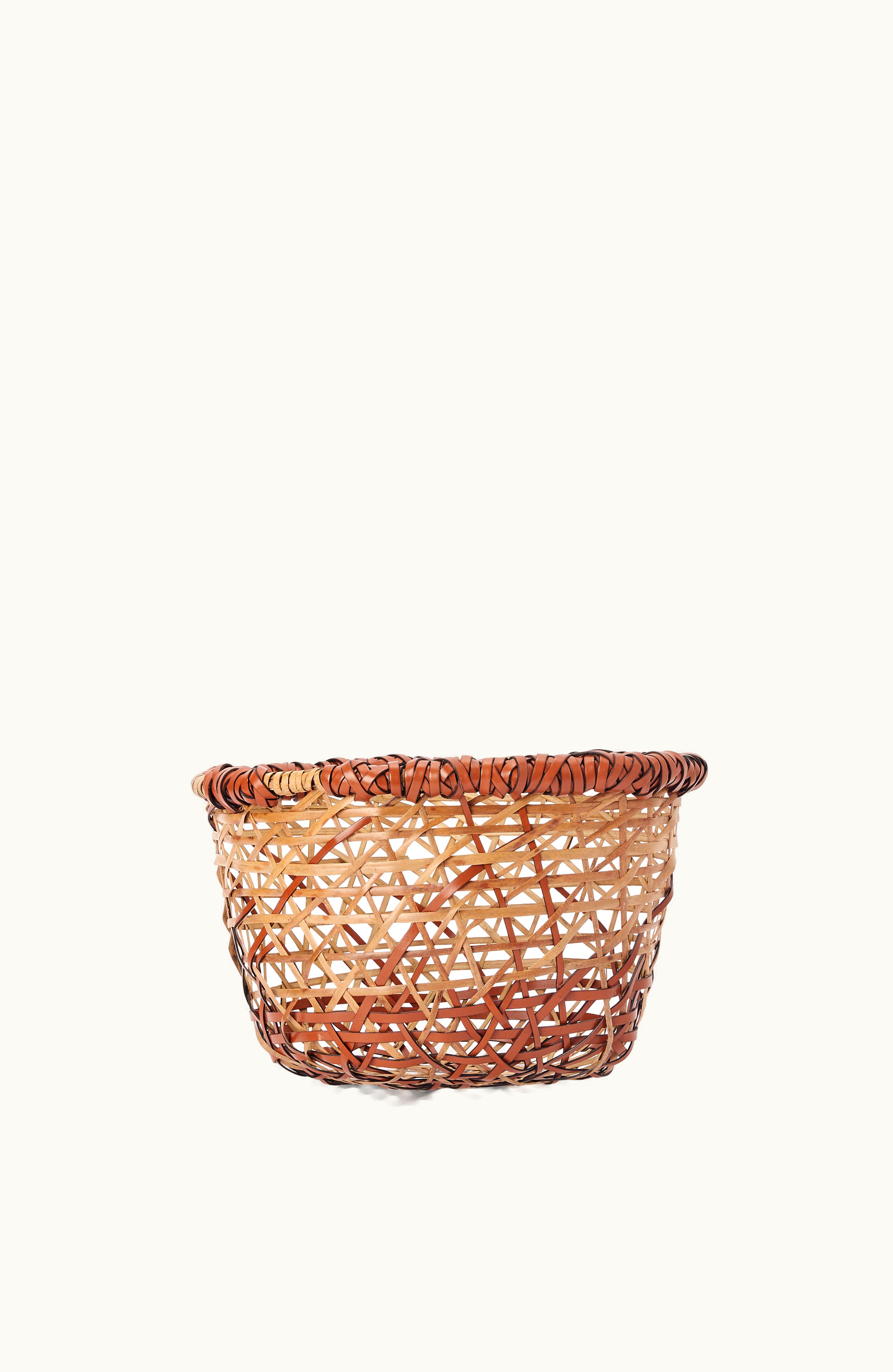 Loewe Loewe Amazonian Fruit Storage Basket In Bamboo And Leather Natural / Tan