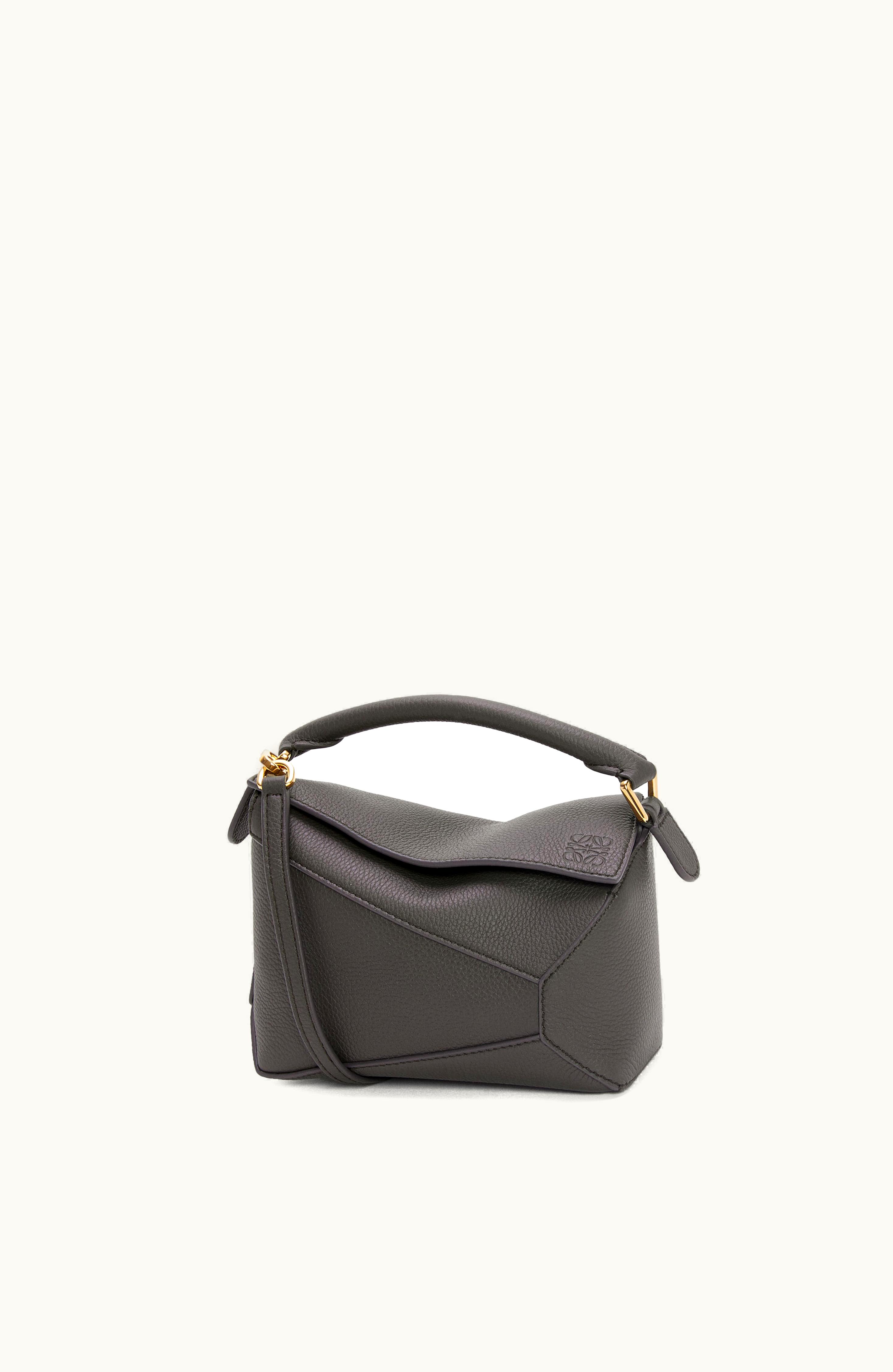Loewe Loewe Mini Puzzle Bag In Soft Grained Calfskin Dark Grey