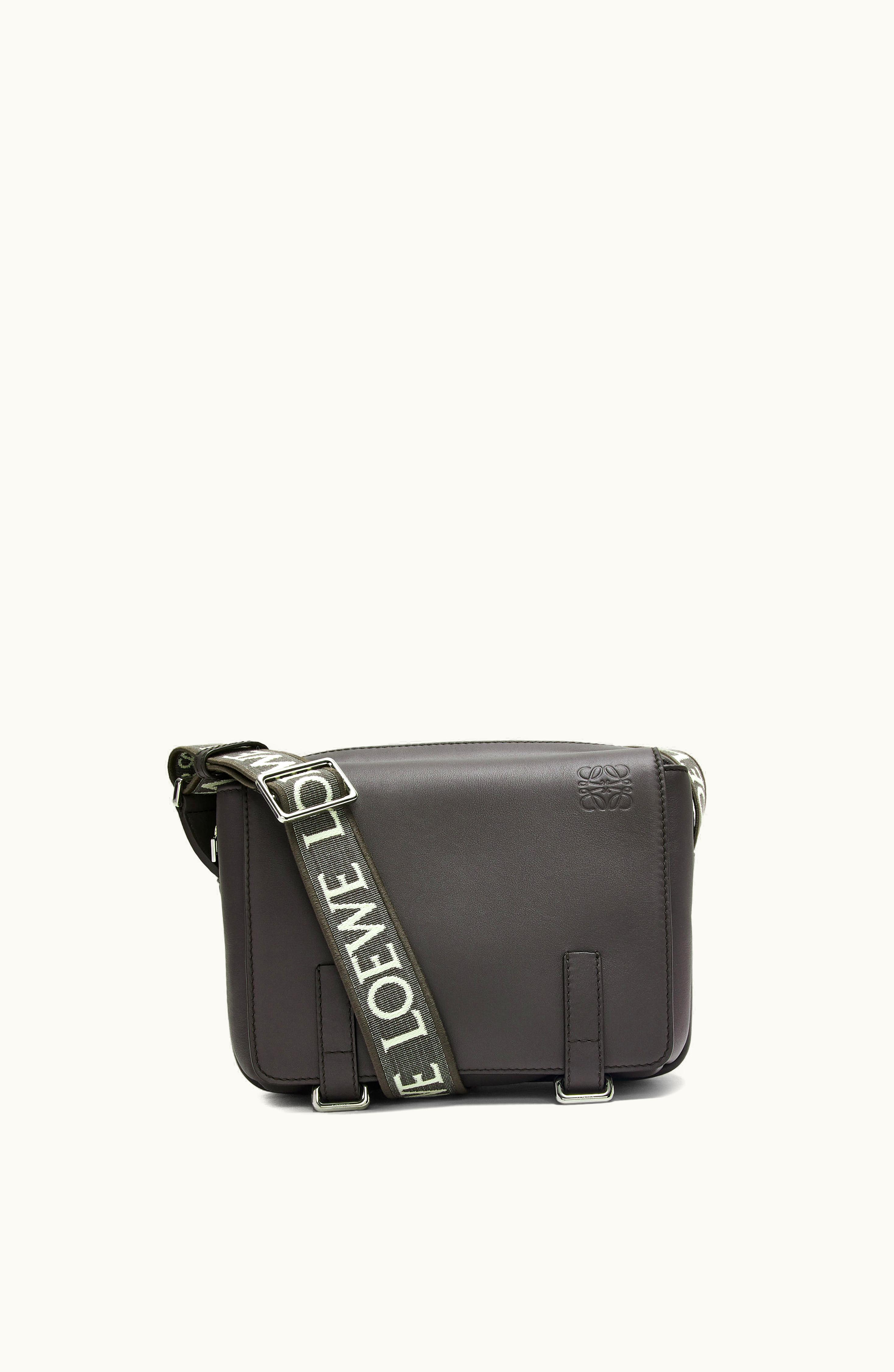 Loewe Loewe XS Military Messenger Bag In Supple Smooth Calfskin And Jacquard Dark Grey