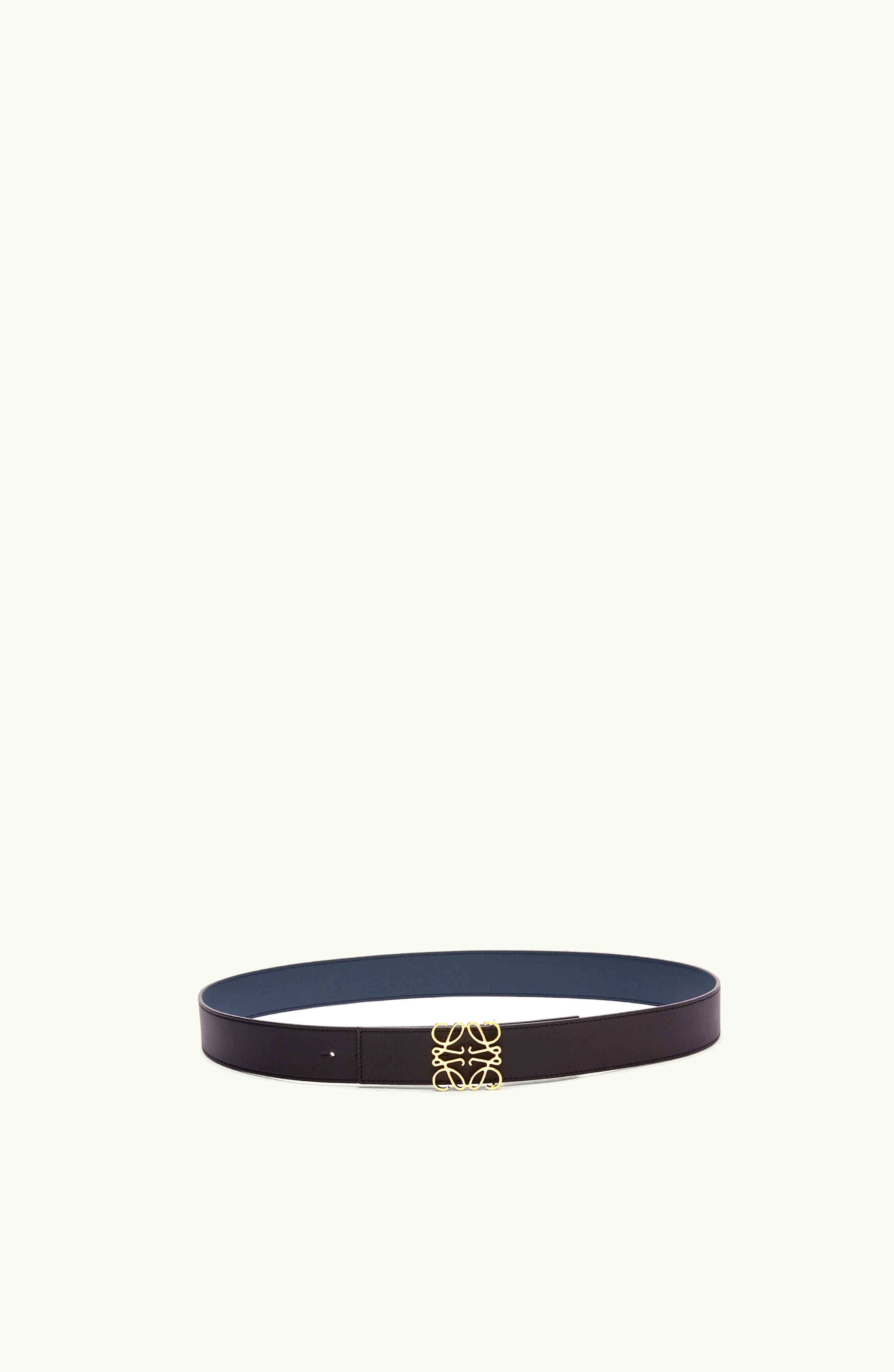 Loewe Loewe Anagram Reversible Belt In Smooth Calfskin Black/Ocean/Gold