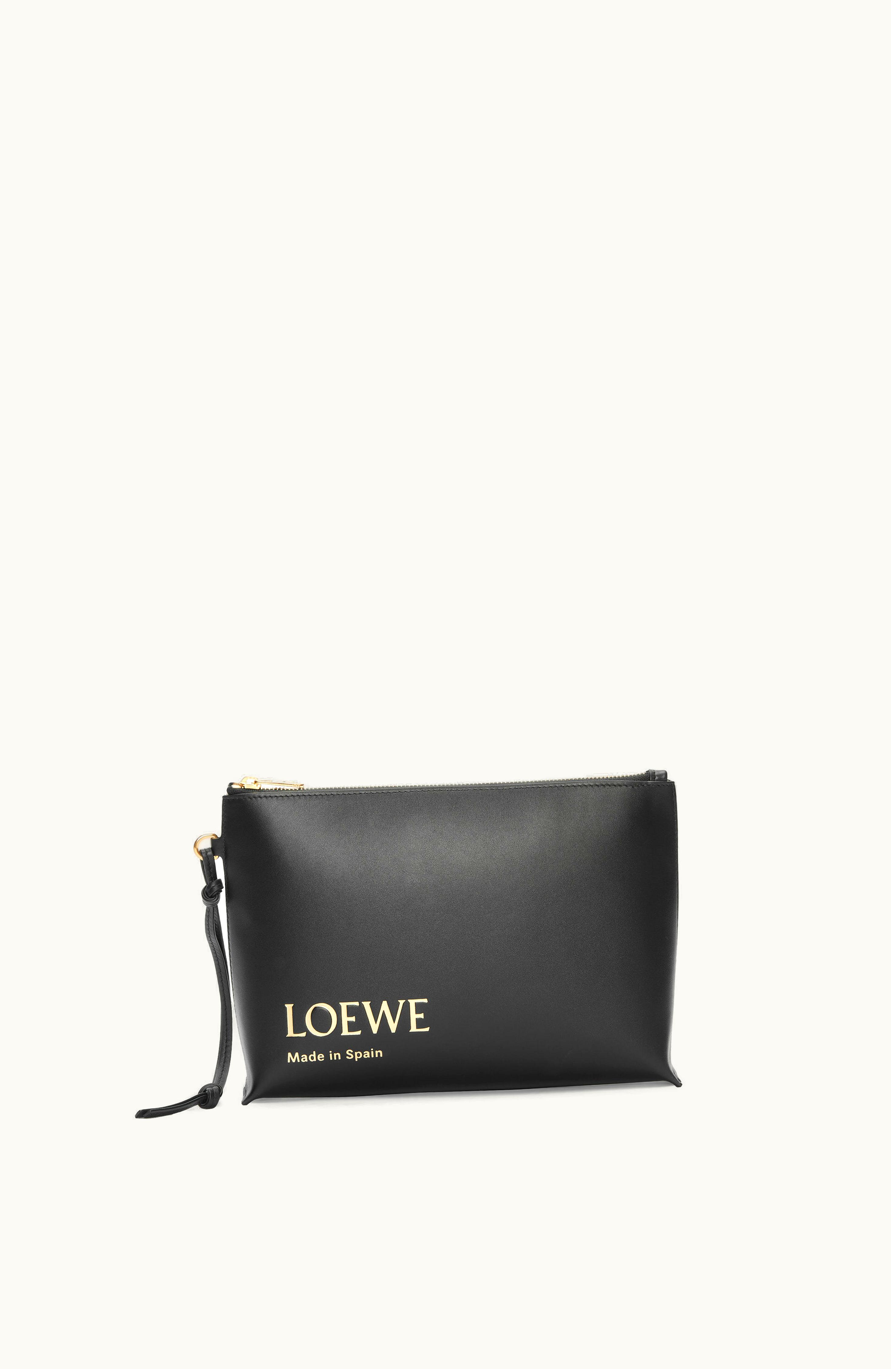 Loewe Embossed Loewe T Pouch In Shiny Nappa Calfskin Black