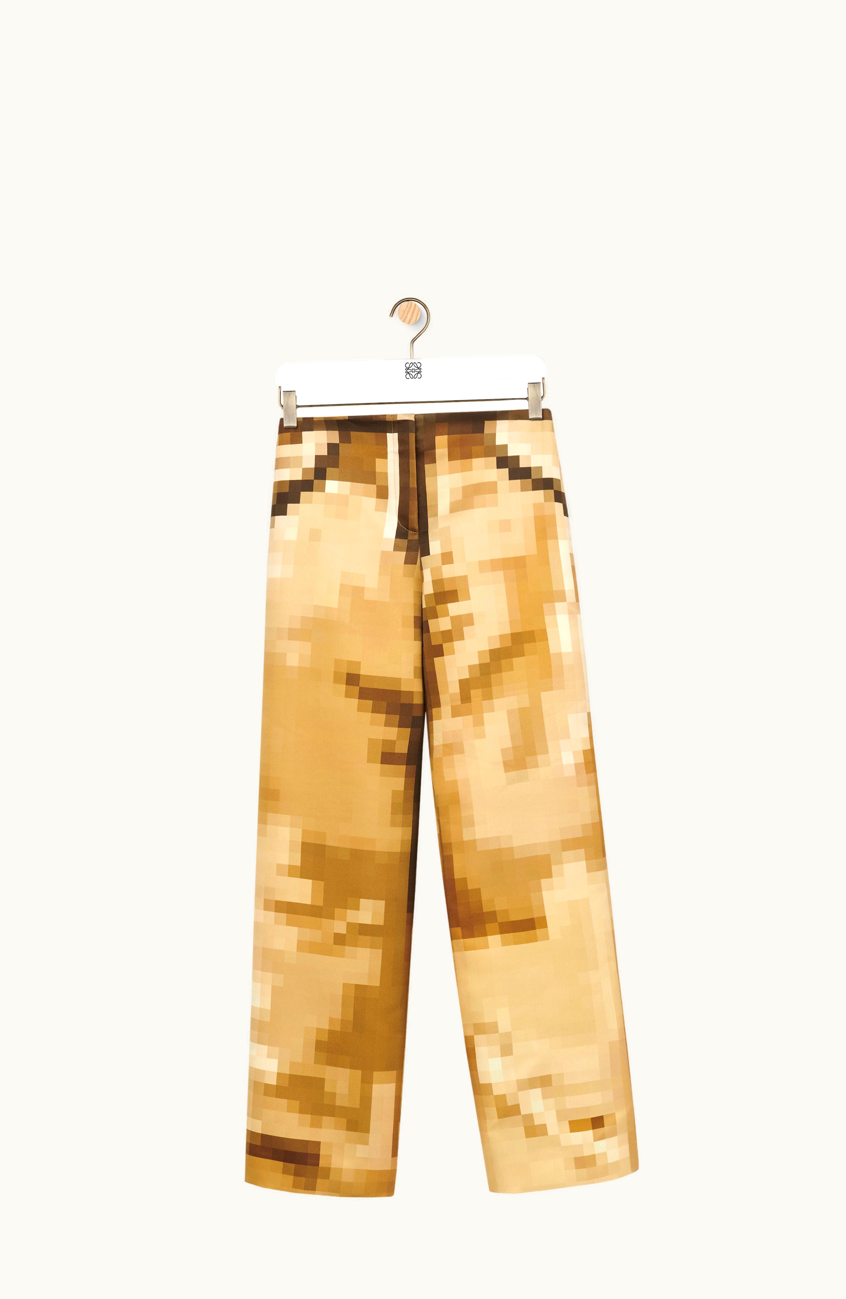 Loewe Loewe Pixelated Trousers In Silk Camel / Multicolor