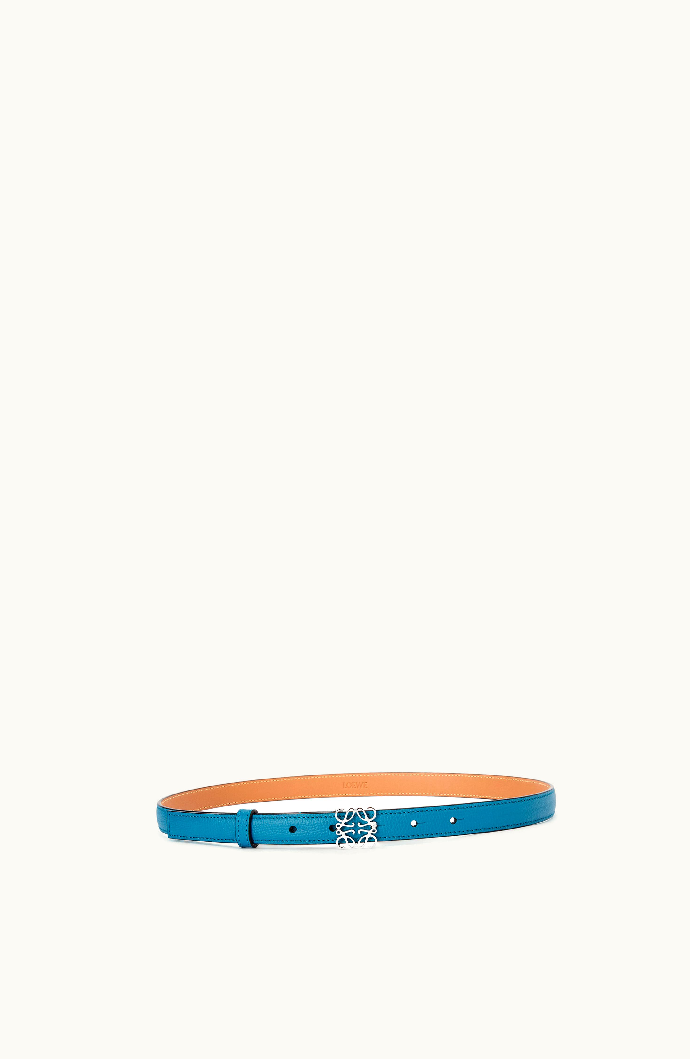 Loewe Loewe Anagram Belt In Pebble Grain Calfskin Lagoon Blue / Palladium