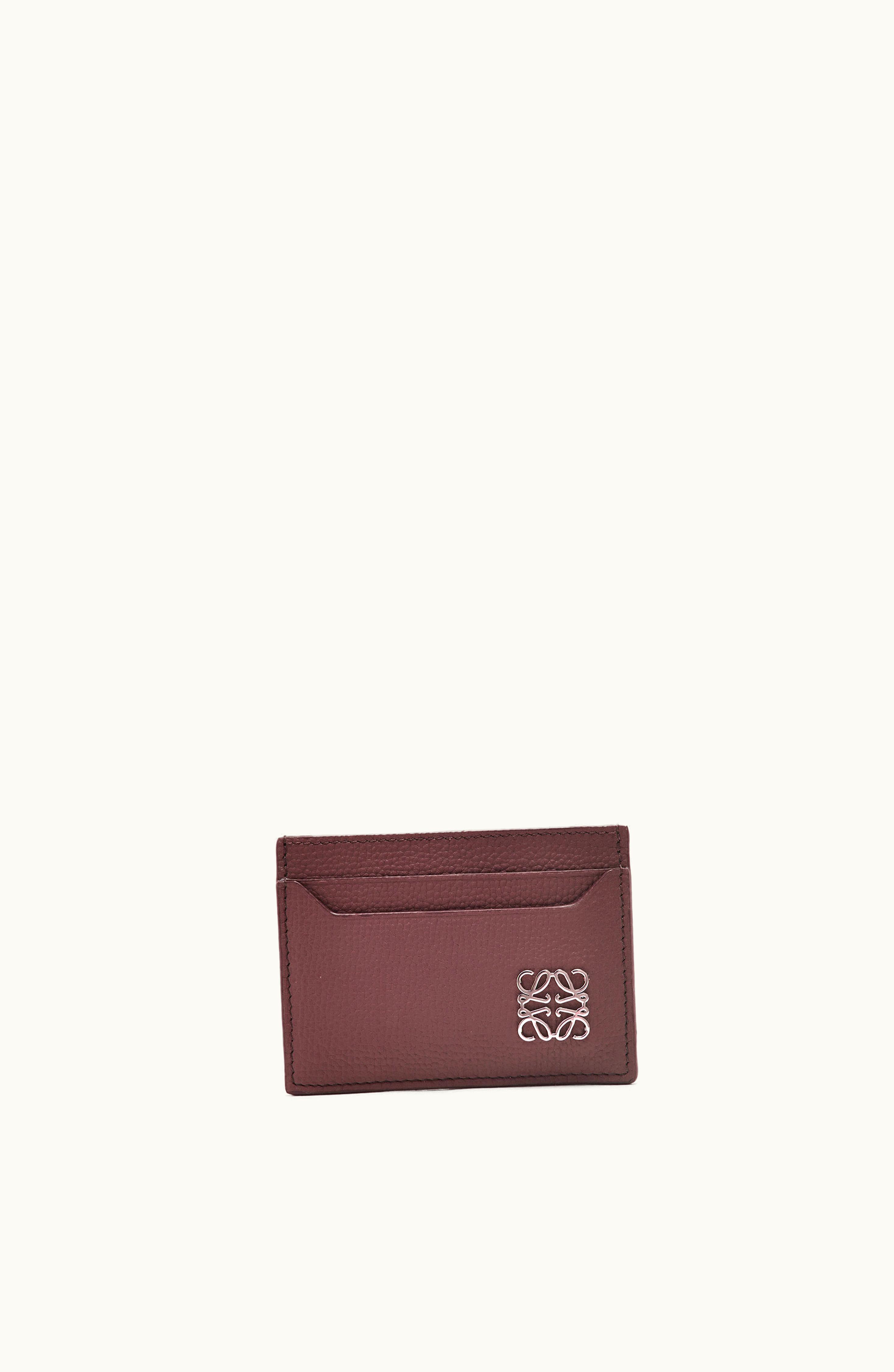 Loewe Loewe Anagram Plain Cardholder In Pebble Grain Calfskin Burgundy