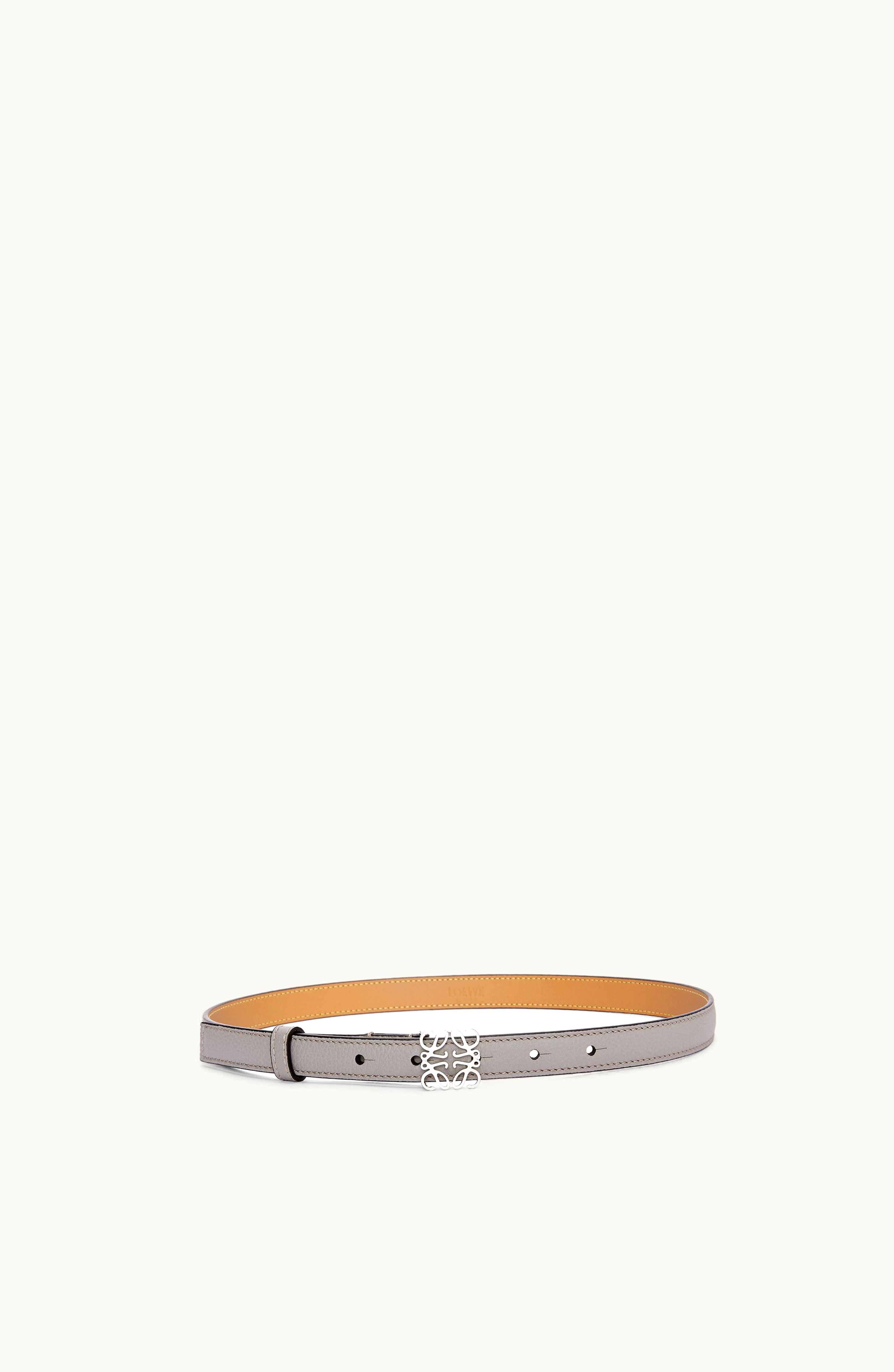 Loewe Loewe Anagram Belt In Soft Grained Calfskin And Brass Pearl Grey / Palladio
