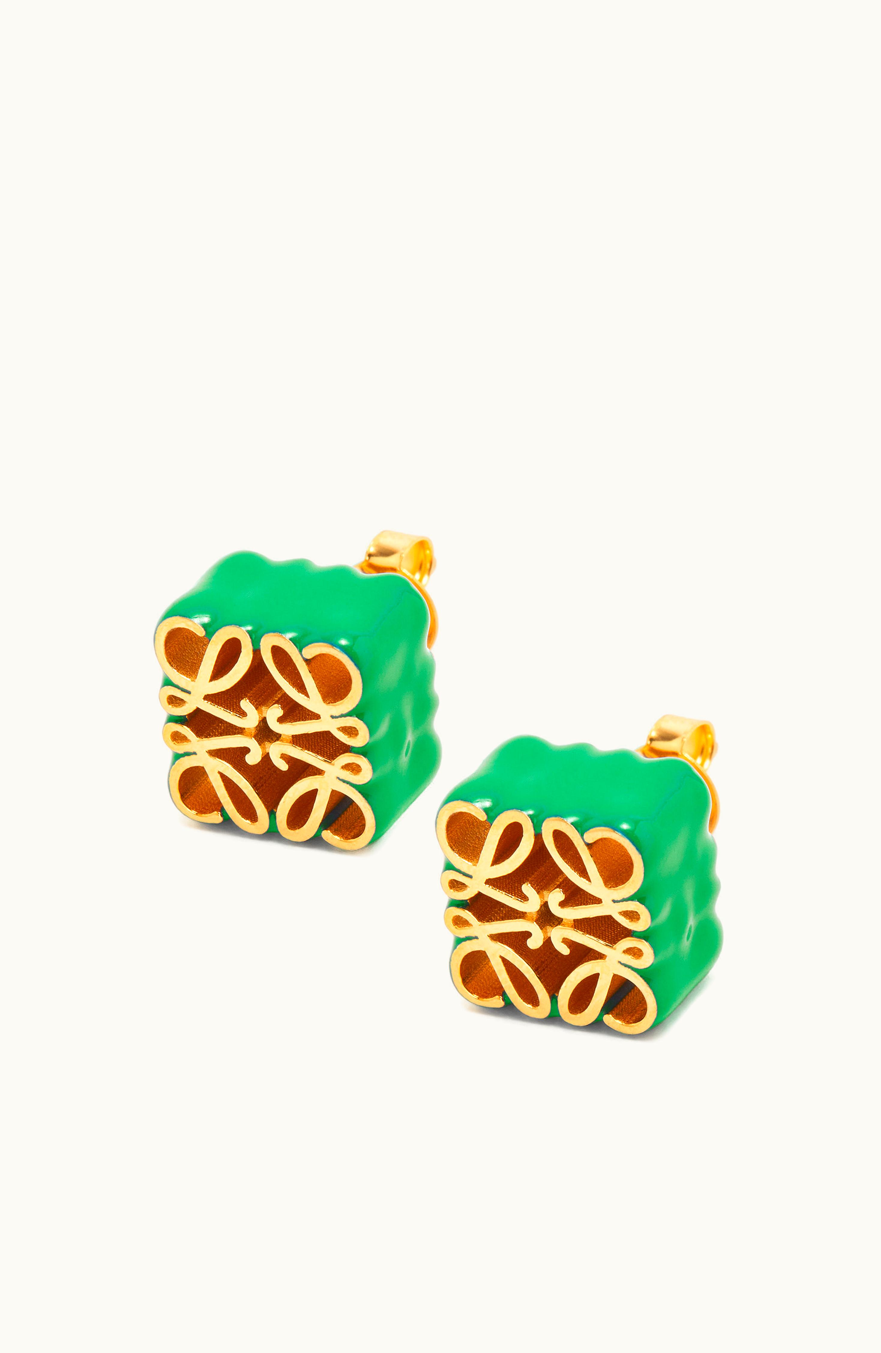 Loewe Loewe Anagram Stud Earrings In Sterling Silver And Enamel Bright Green