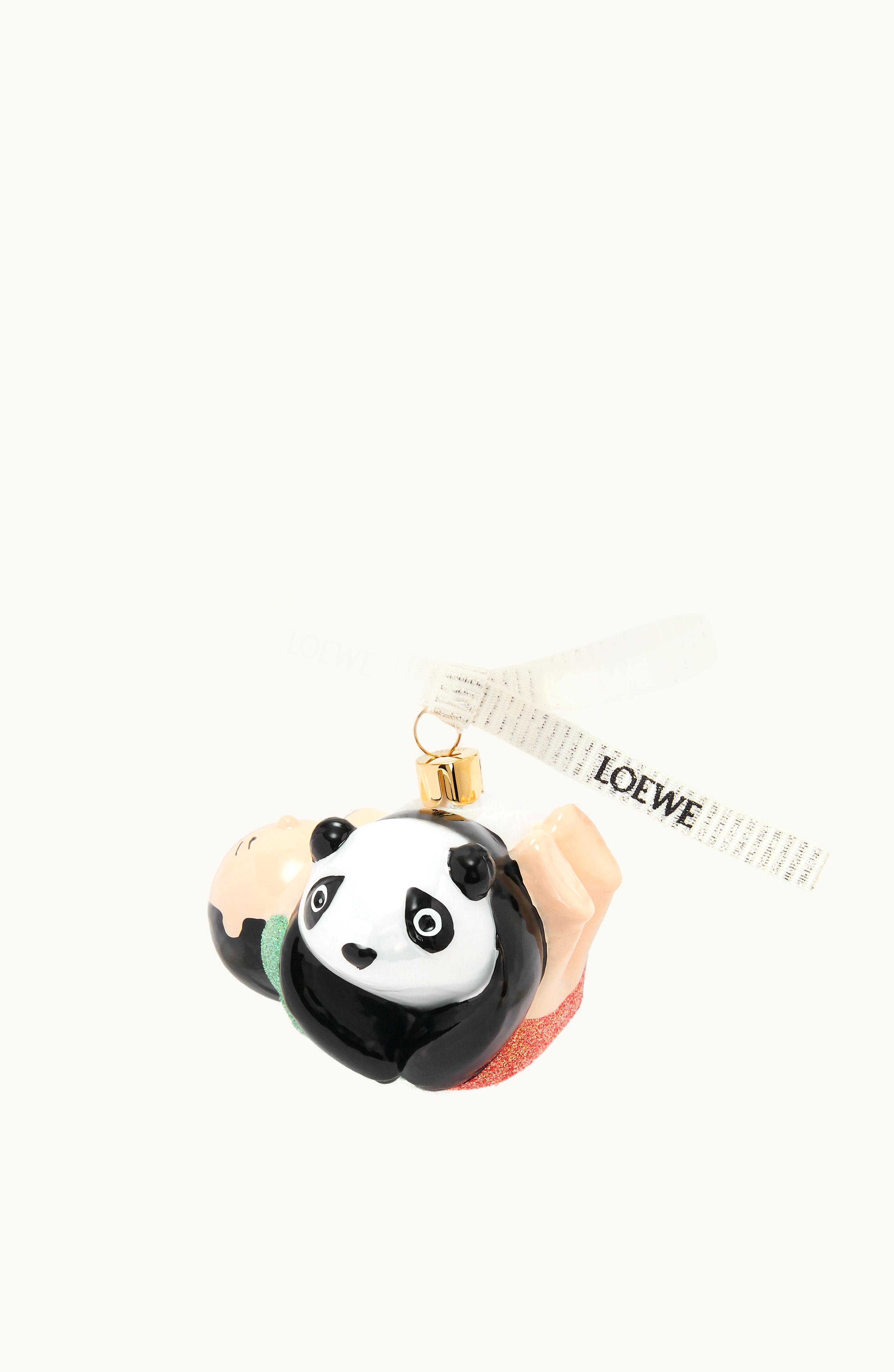 Loewe Loewe Panda With Kid Bauble In Blown Glass Apple Green / White