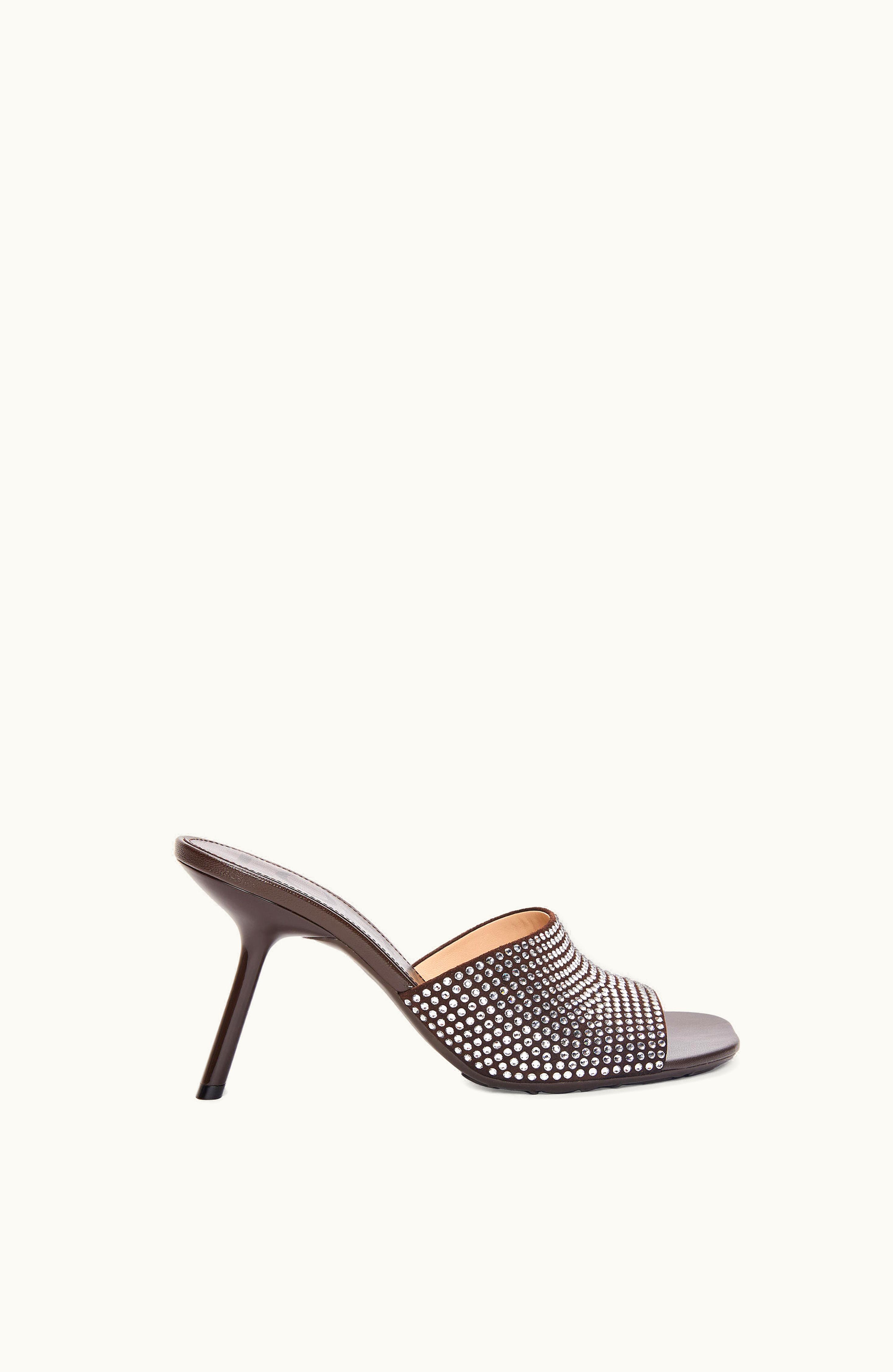 Loewe Loewe Petal Heel Slide In Suede And Allover Rhinestones Shitake